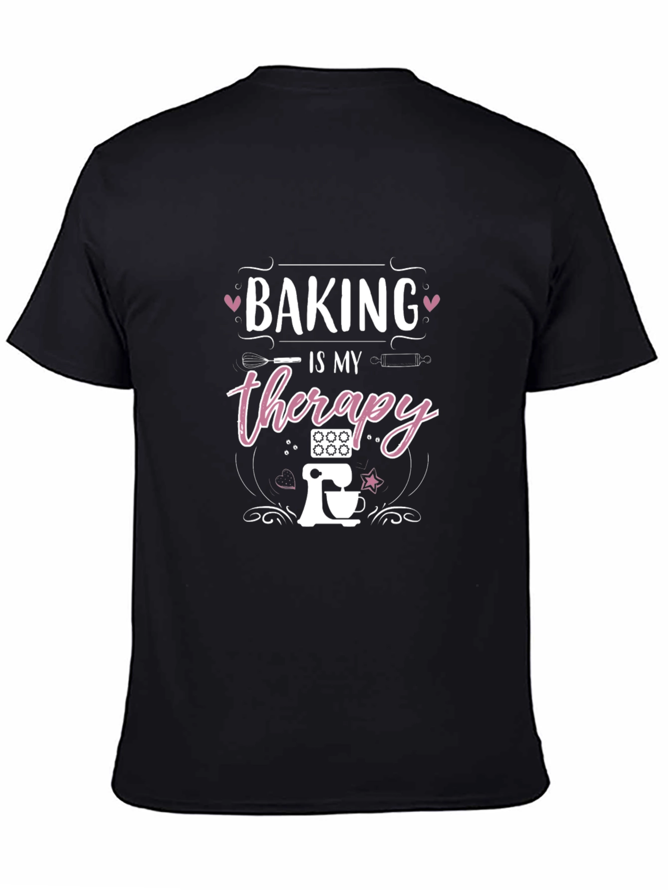 Baking Is My Therapy Black T-Shirt
