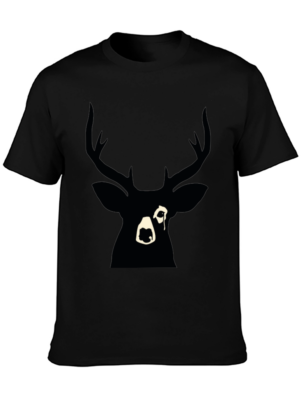 Black Deer Graphic Print T-Shirt - Modern Style