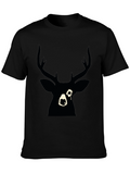 Black Deer Graphic Print T-Shirt - Modern Style
