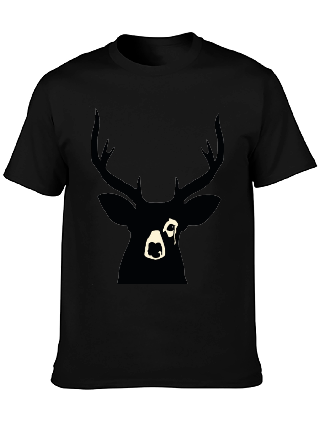 Black Deer Graphic Print T-Shirt - Modern Style