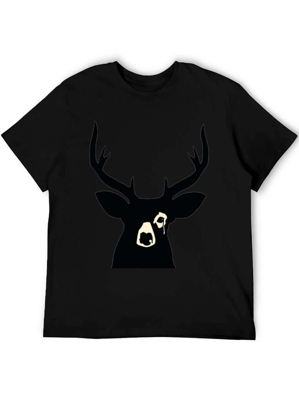 Black Deer Graphic Print T-Shirt - Modern Style