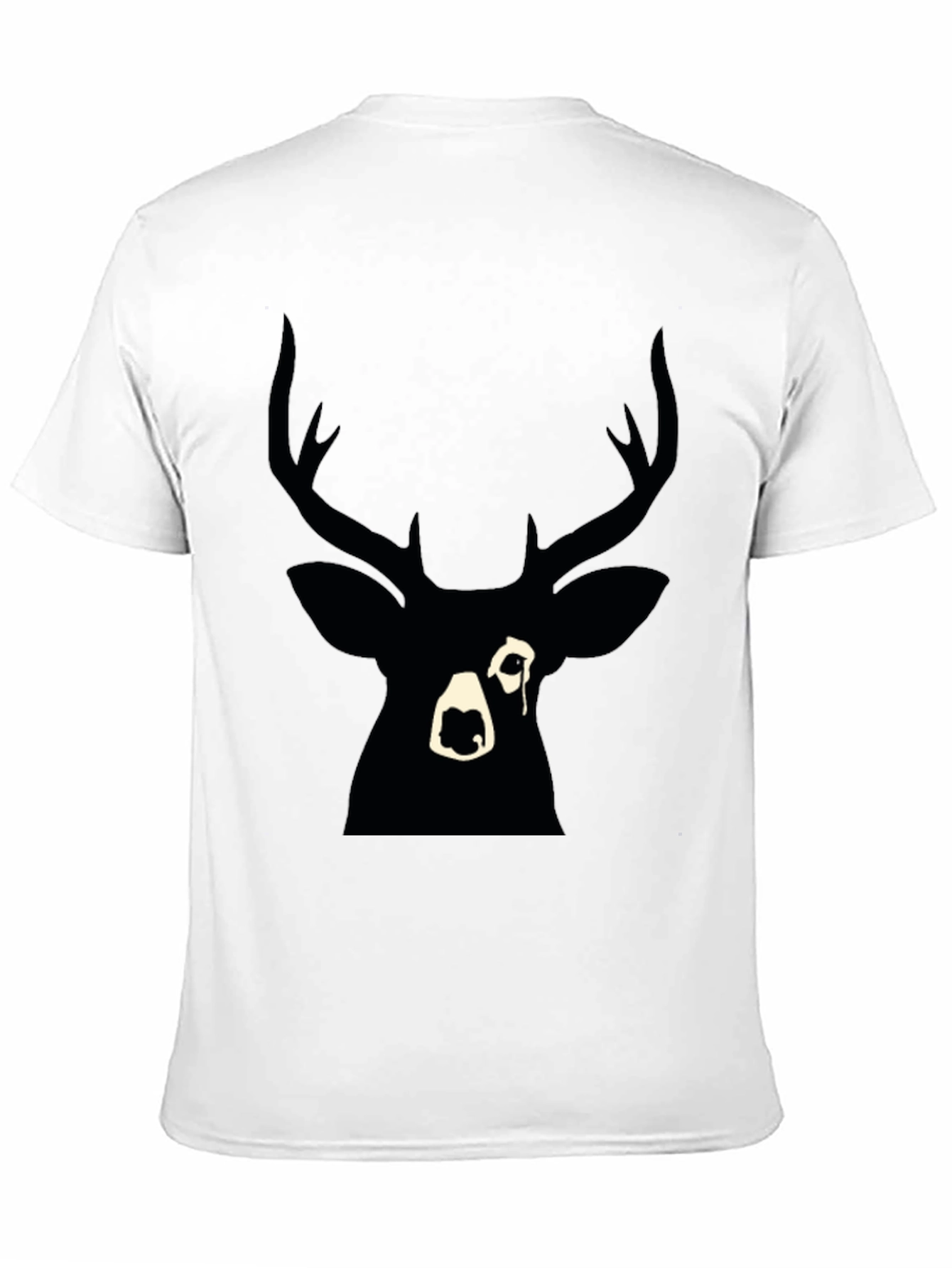 Black Deer Graphic Print T-Shirt - Modern Style