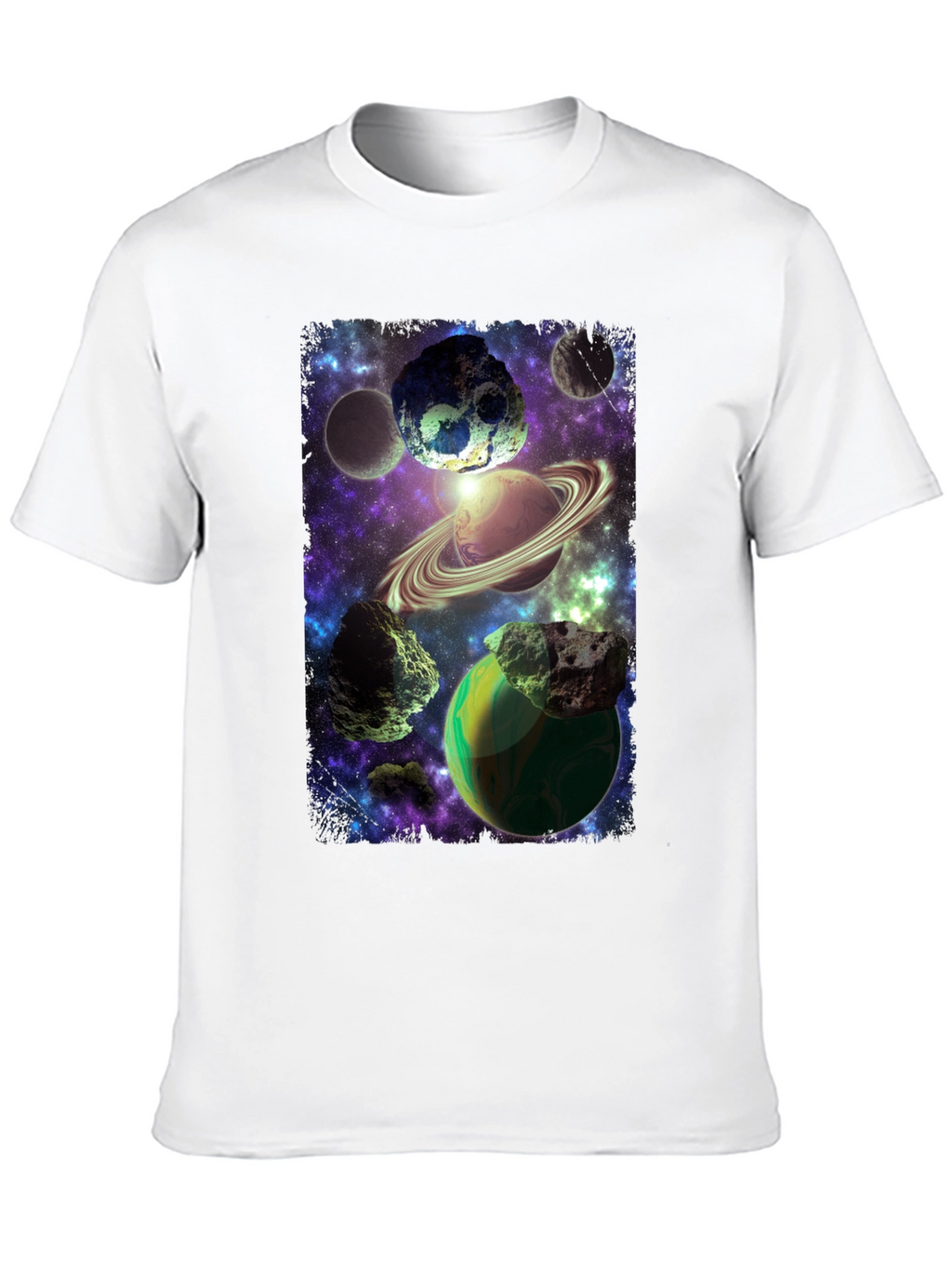 Cosmic Planets Graphic Print Black T-Shirt