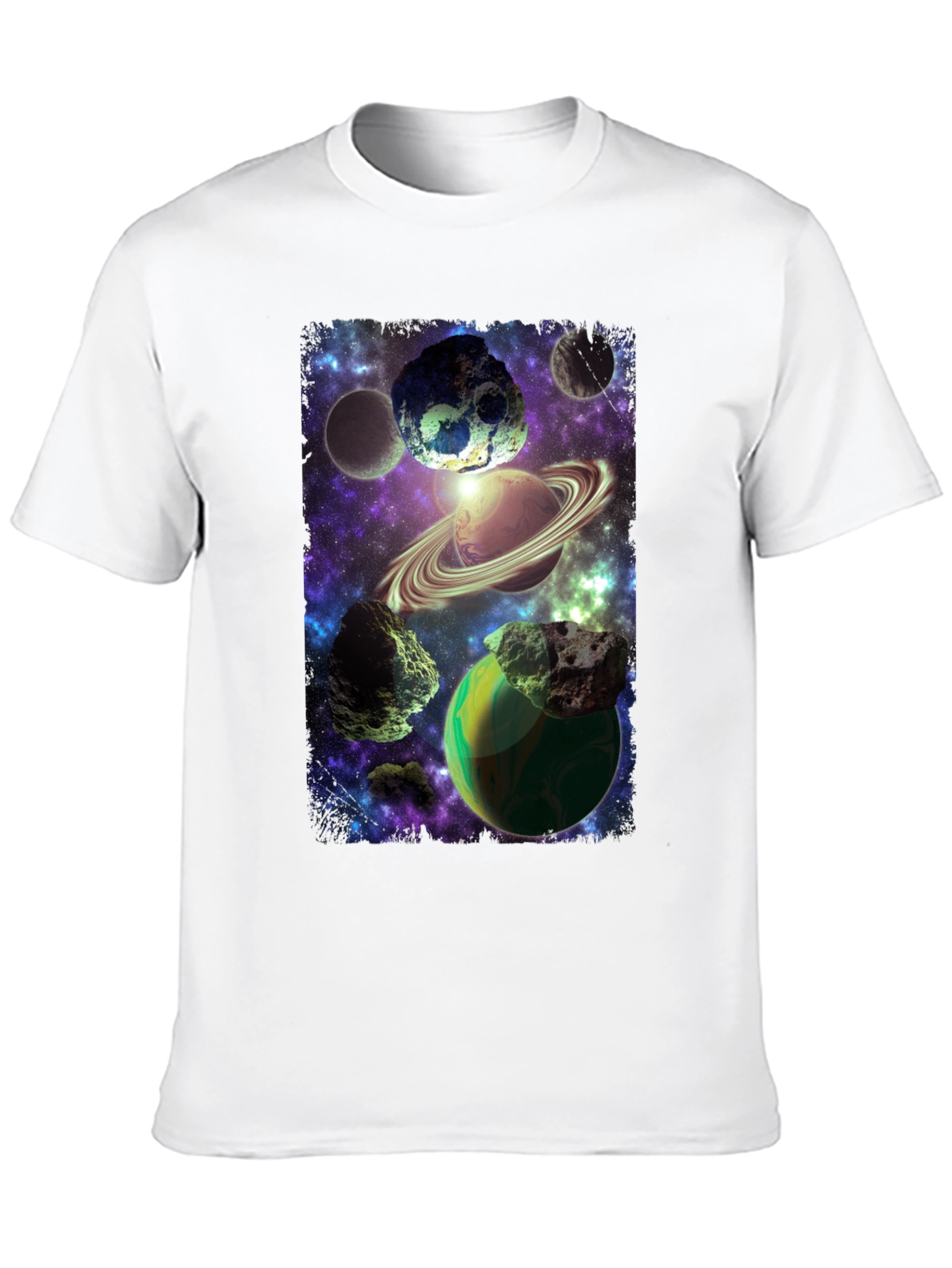 Cosmic Planets Graphic Print Black T-Shirt