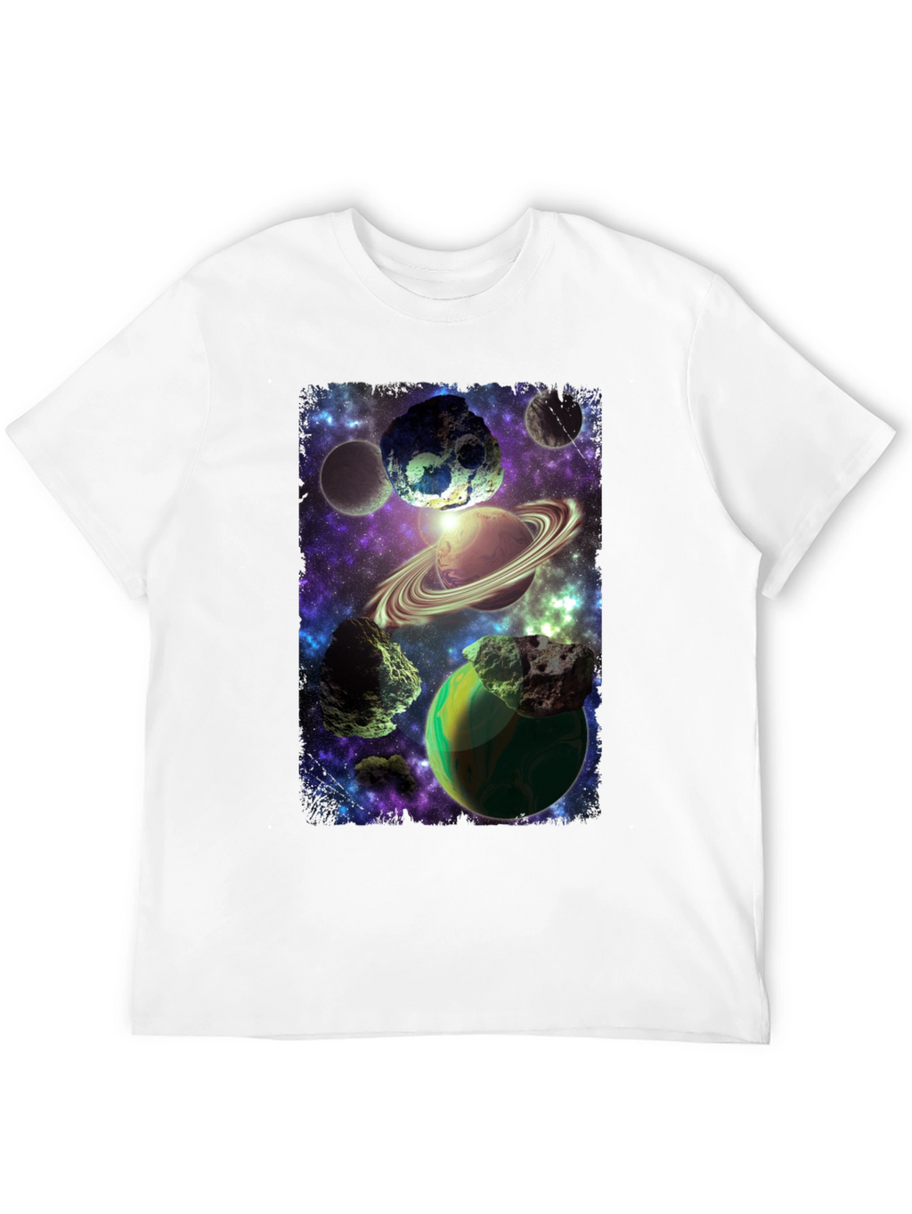 Cosmic Planets Graphic Print Black T-Shirt
