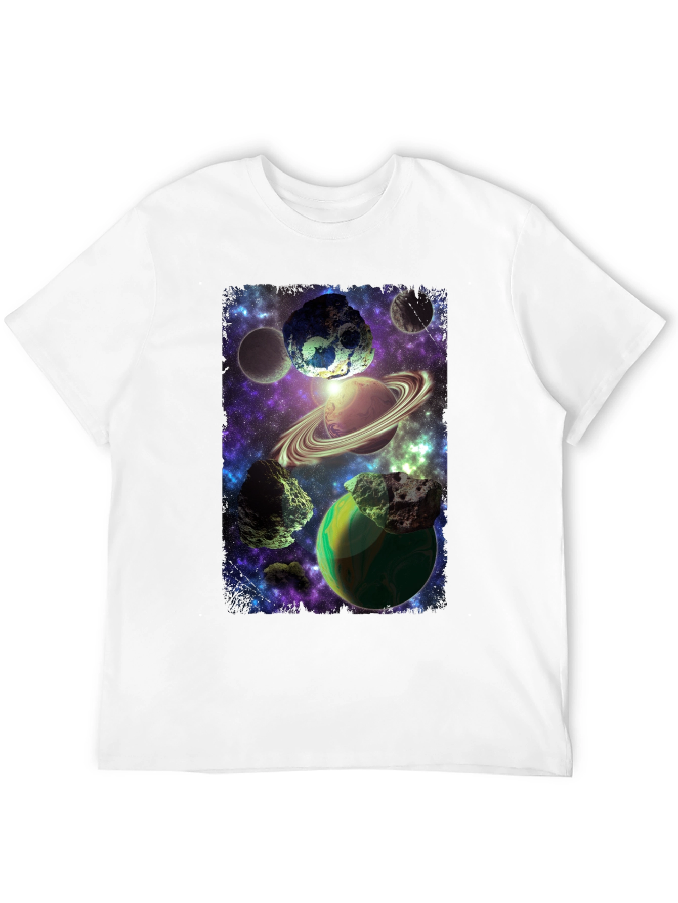 Cosmic Planets Graphic Print Black T-Shirt