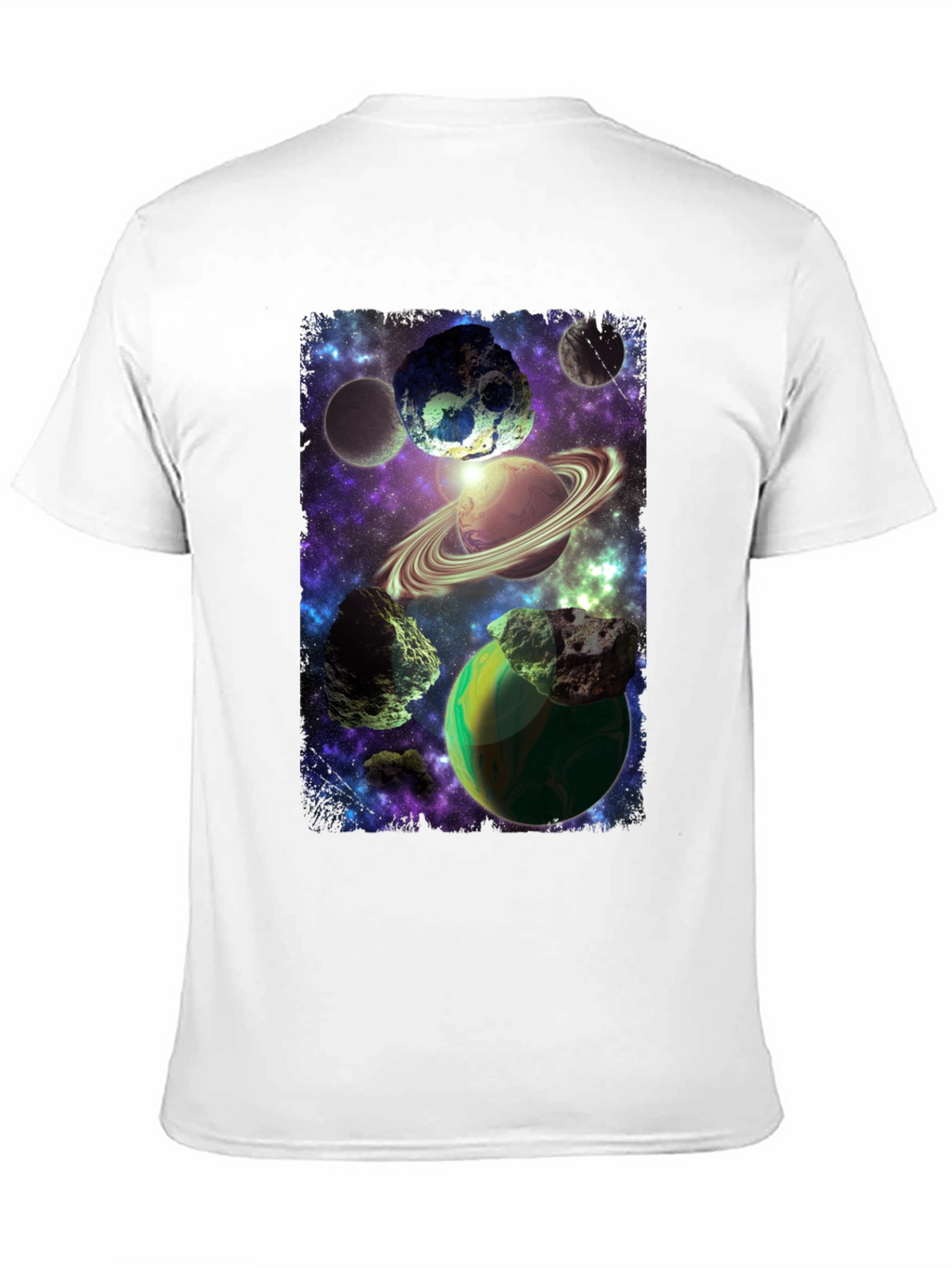 Cosmic Planets Graphic Print Black T-Shirt