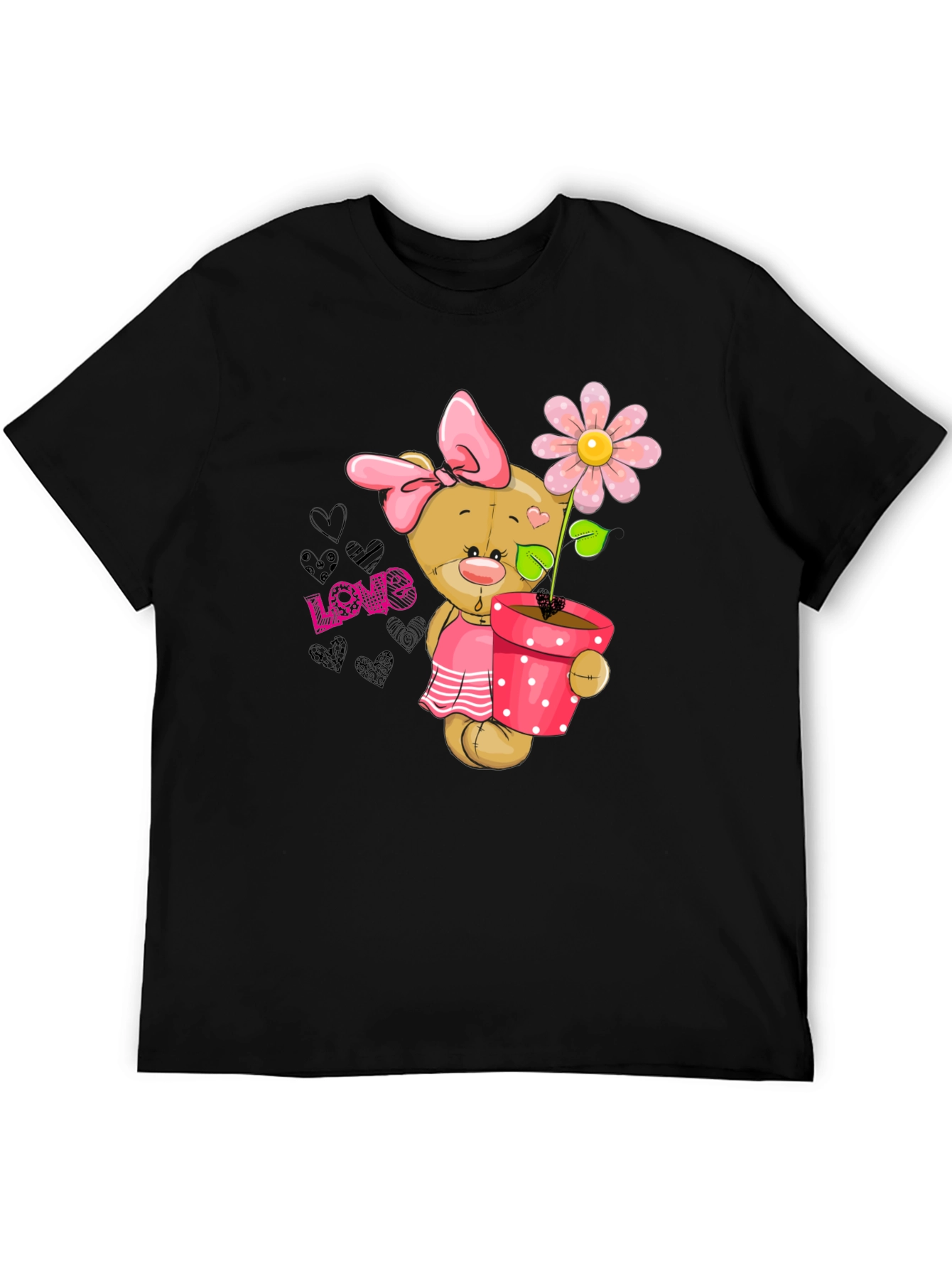 Cute Bear with Flower Pot Graphic Tee