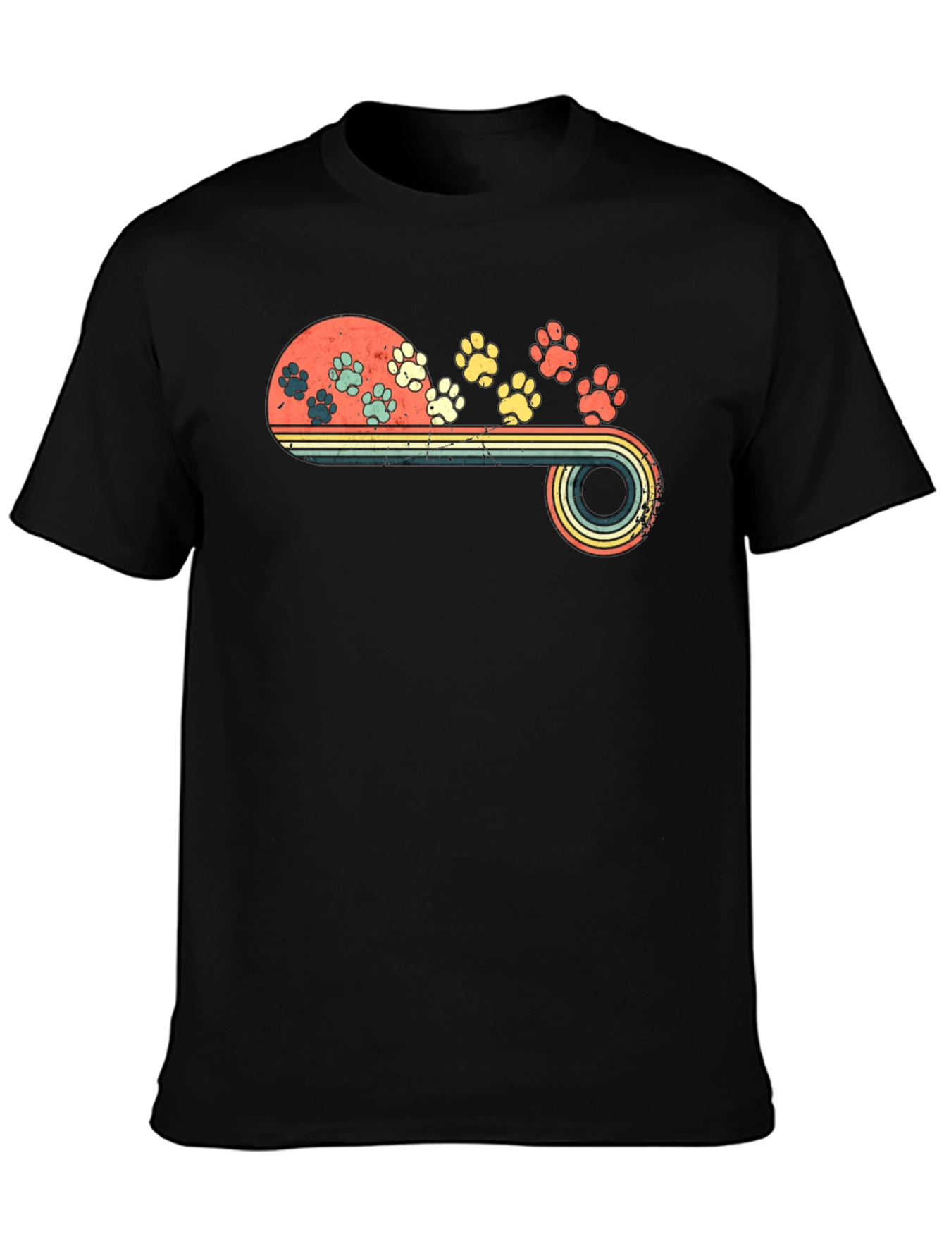 Retro Paw Print T-Shirt - Vintage Style Pet Lover Tee