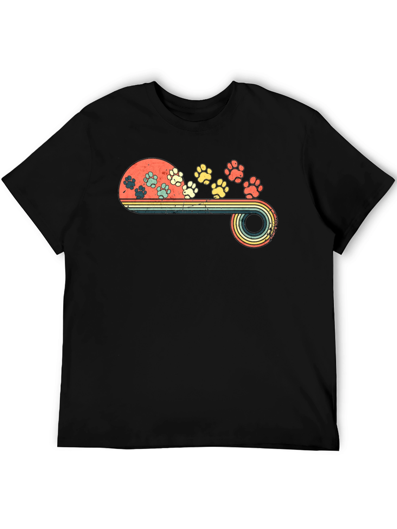 Retro Paw Print T-Shirt - Vintage Style Pet Lover Tee