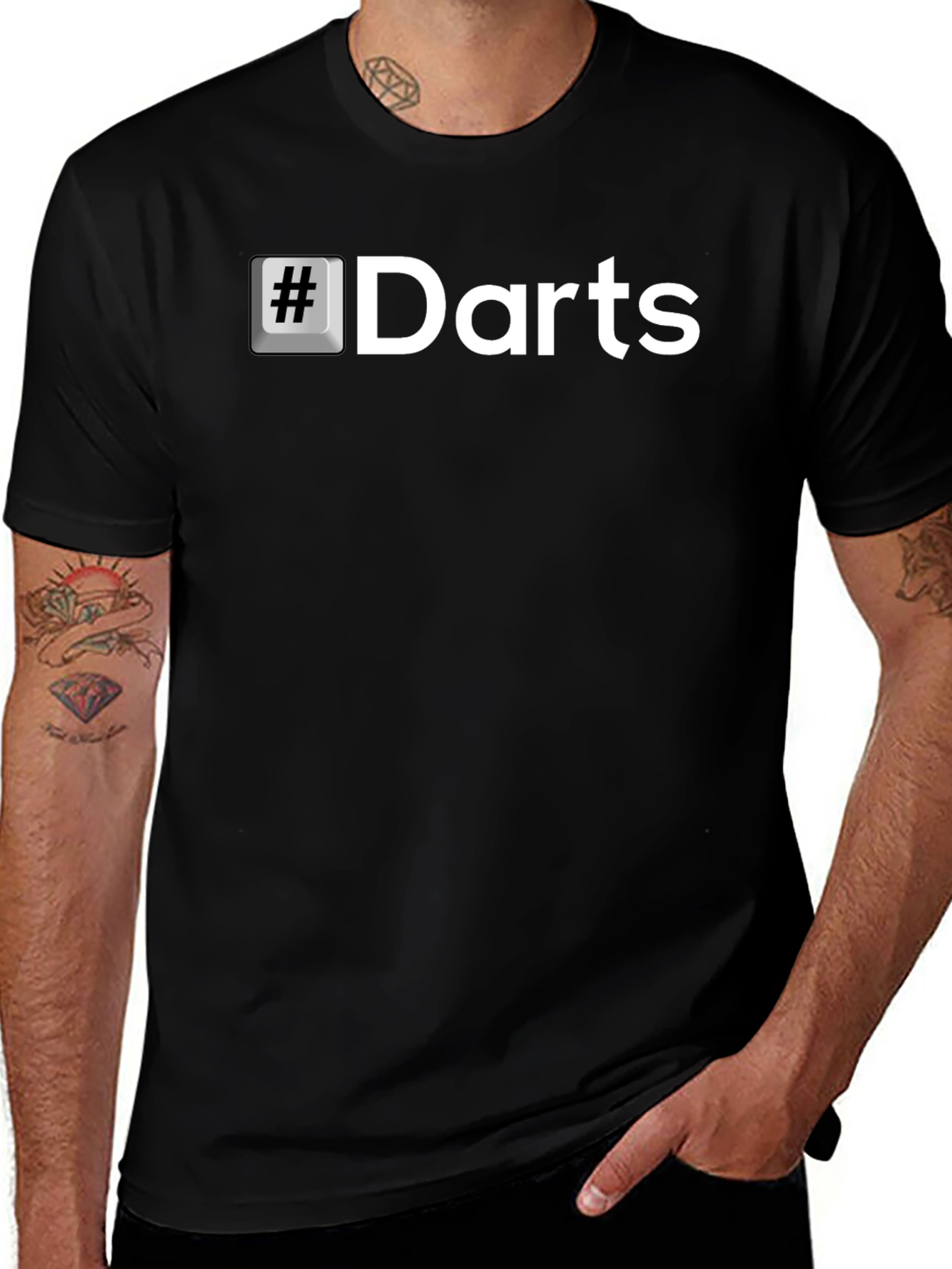 Darts Hashtag T-Shirt - Black Casual Tee