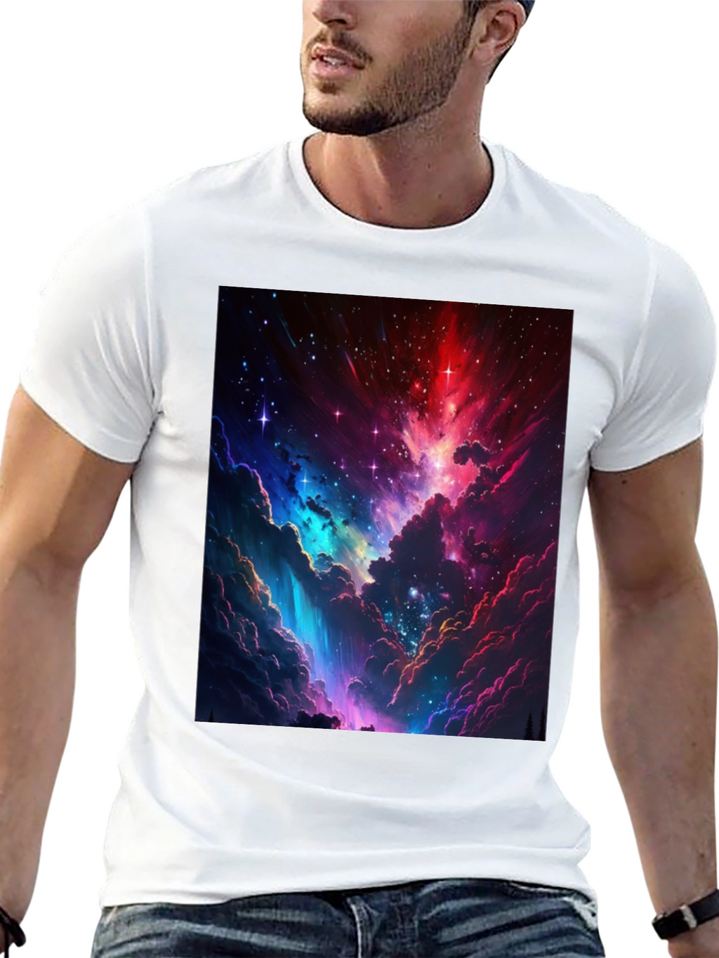 Nebula Print Black T-Shirt: Stellar Style