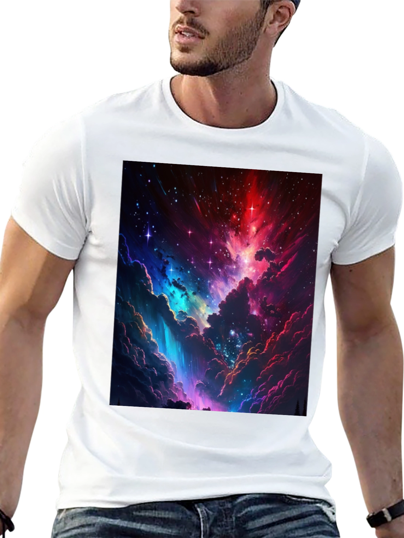 Nebula Print Black T-Shirt: Stellar Style