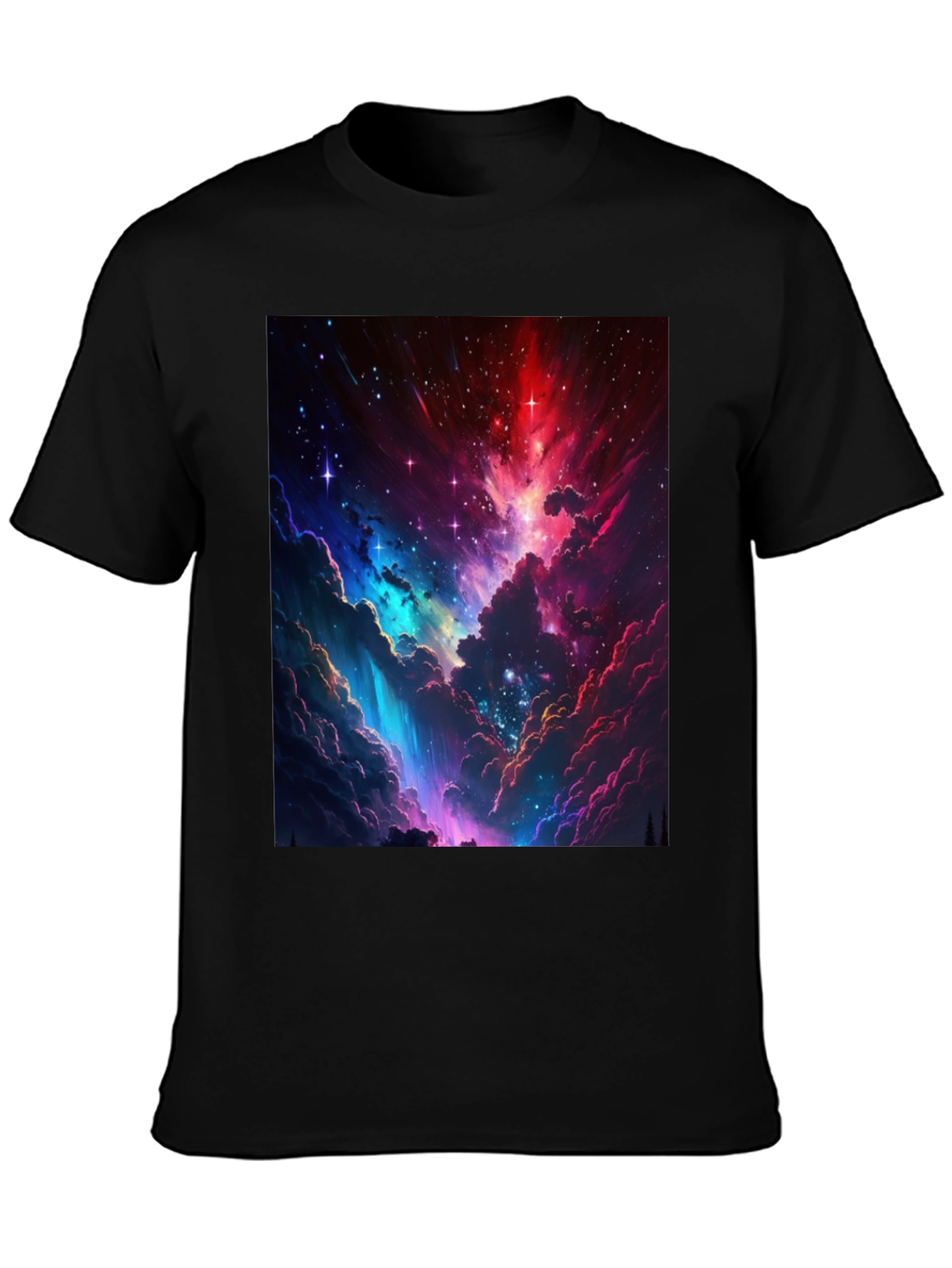 Nebula Print Black T-Shirt: Stellar Style