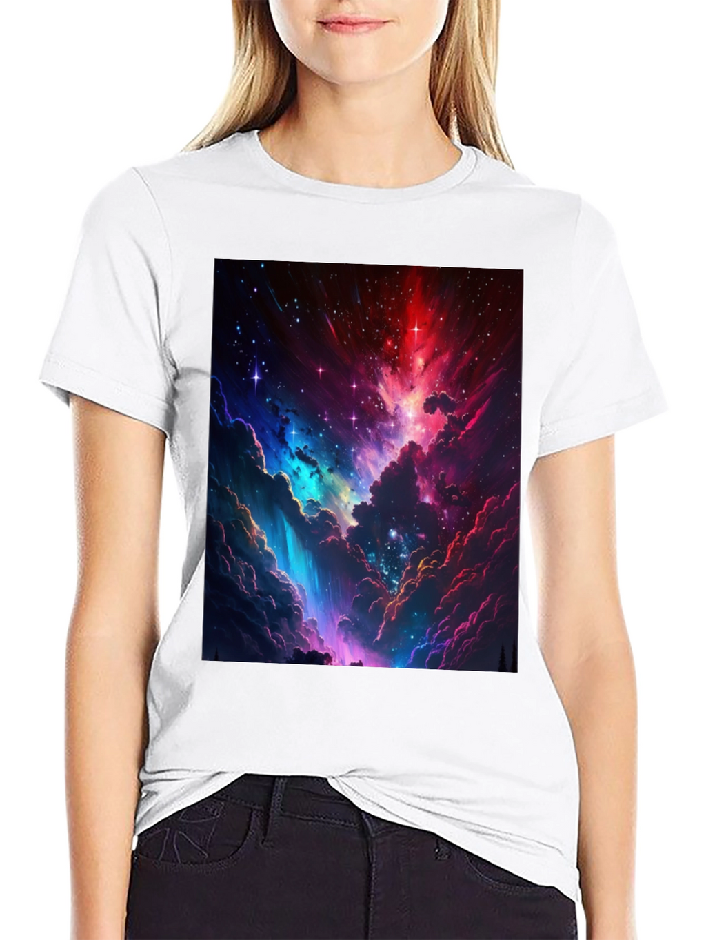 Nebula Print Black T-Shirt: Stellar Style