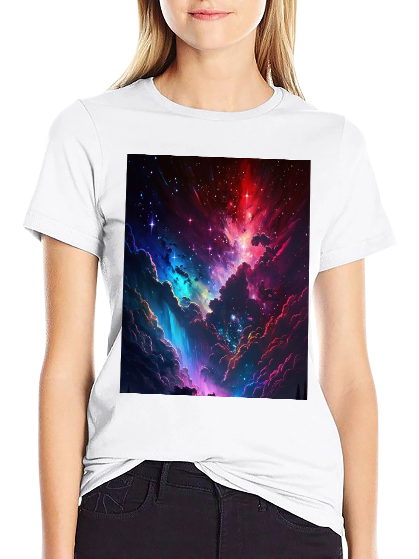 Nebula Print Black T-Shirt: Stellar Style
