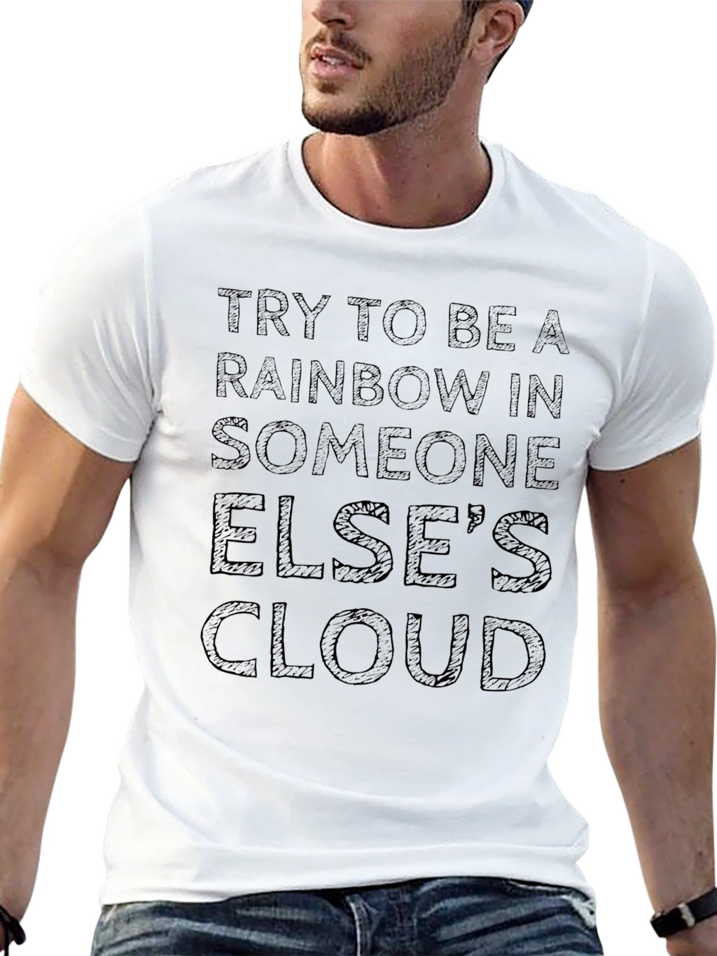 Inspirational Rainbow Cloud Graphic T-Shirt