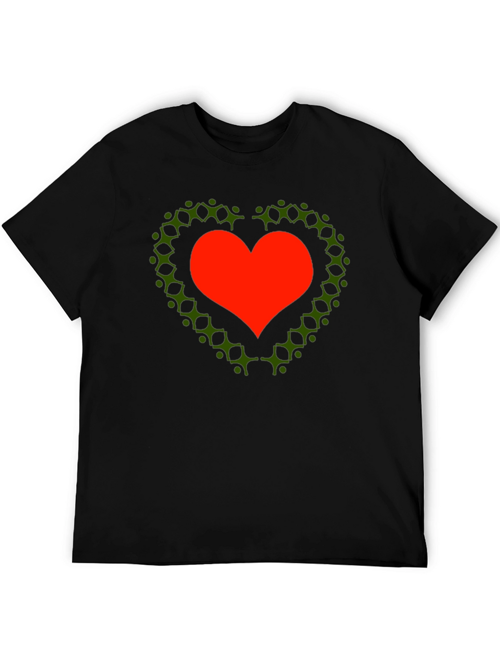 Heart of People T-Shirt - Black Cotton Crew Neck