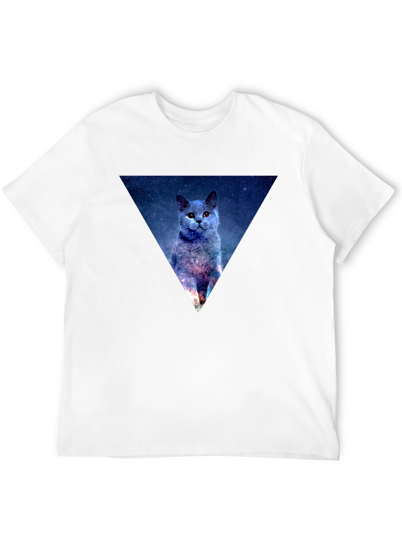 Galaxy Cat Triangle Mens Black T-Shirt