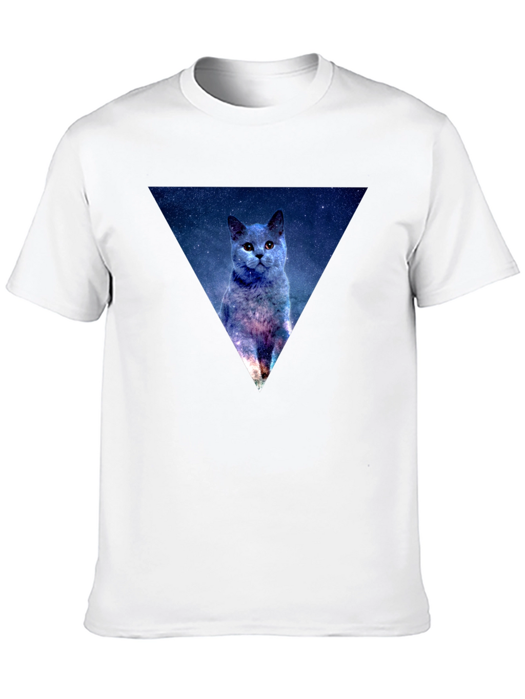 Galaxy Cat Triangle Mens Black T-Shirt