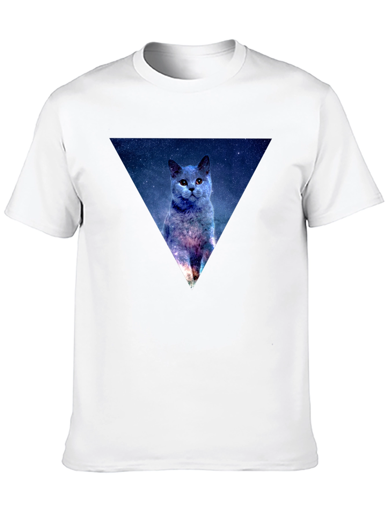 Galaxy Cat Triangle Mens Black T-Shirt