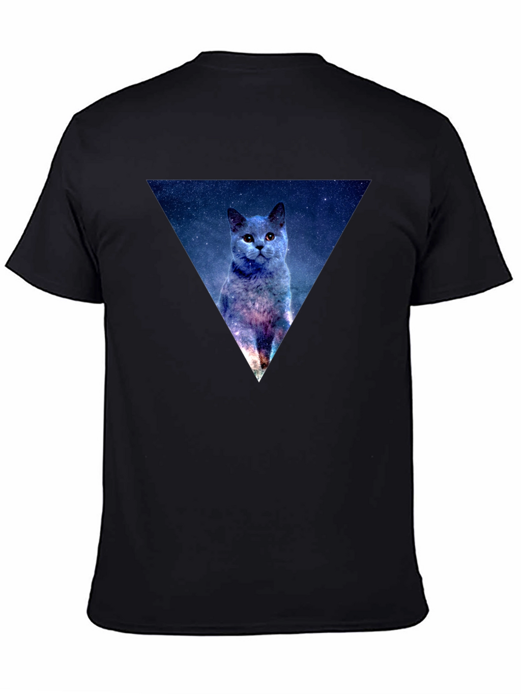 Galaxy Cat Triangle Mens Black T-Shirt