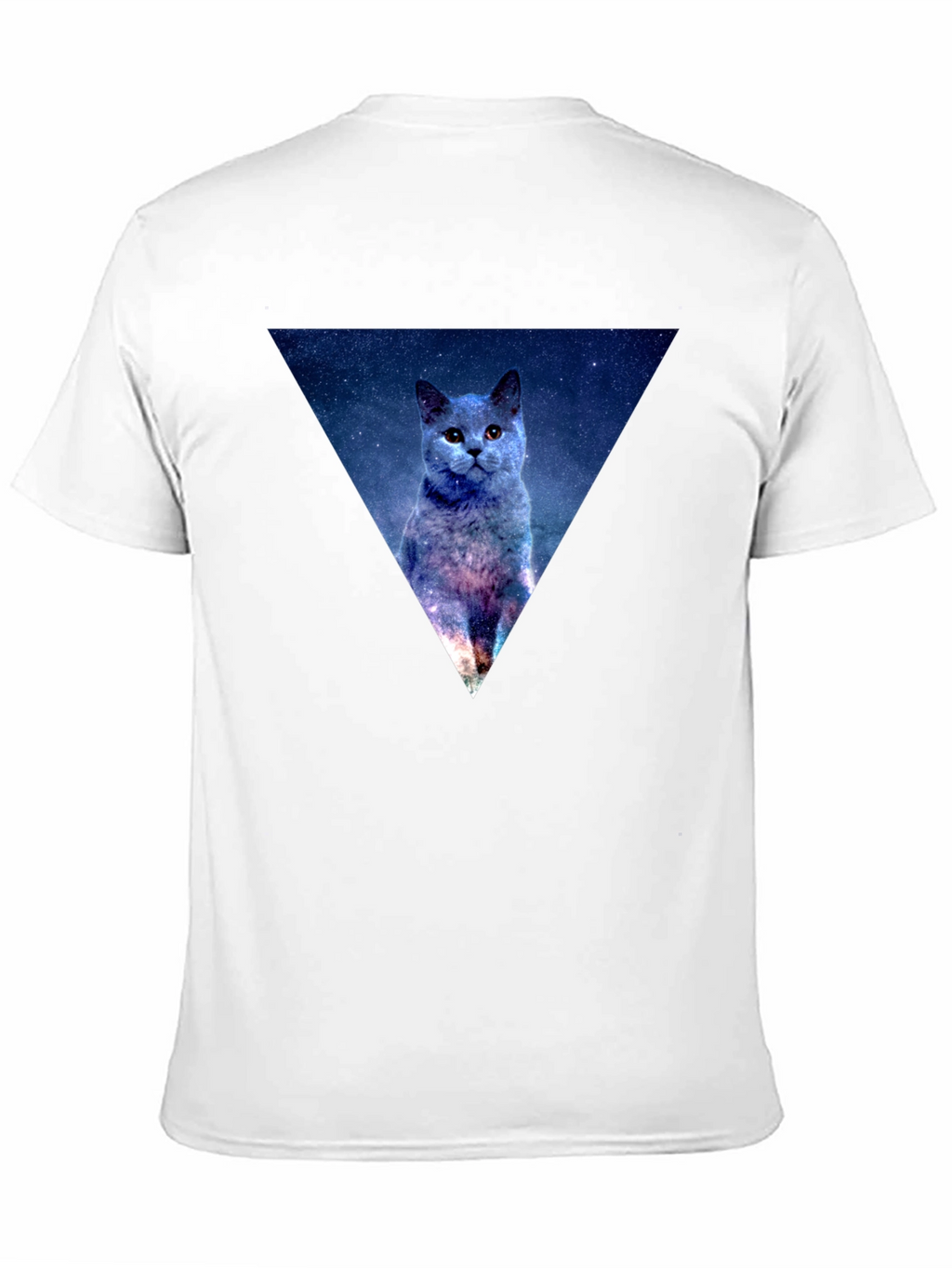 Galaxy Cat Triangle Mens Black T-Shirt