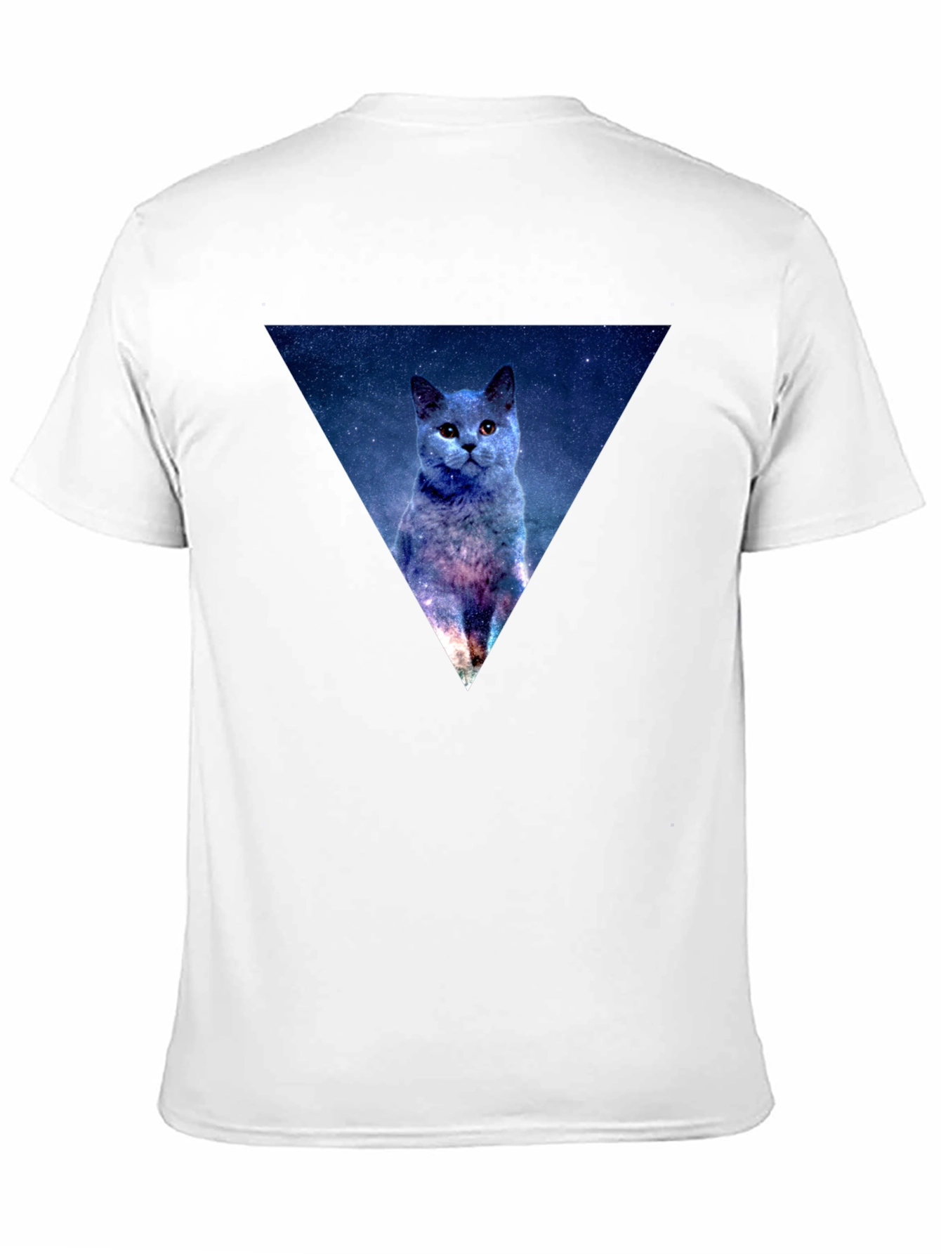 Galaxy Cat Triangle Mens Black T-Shirt