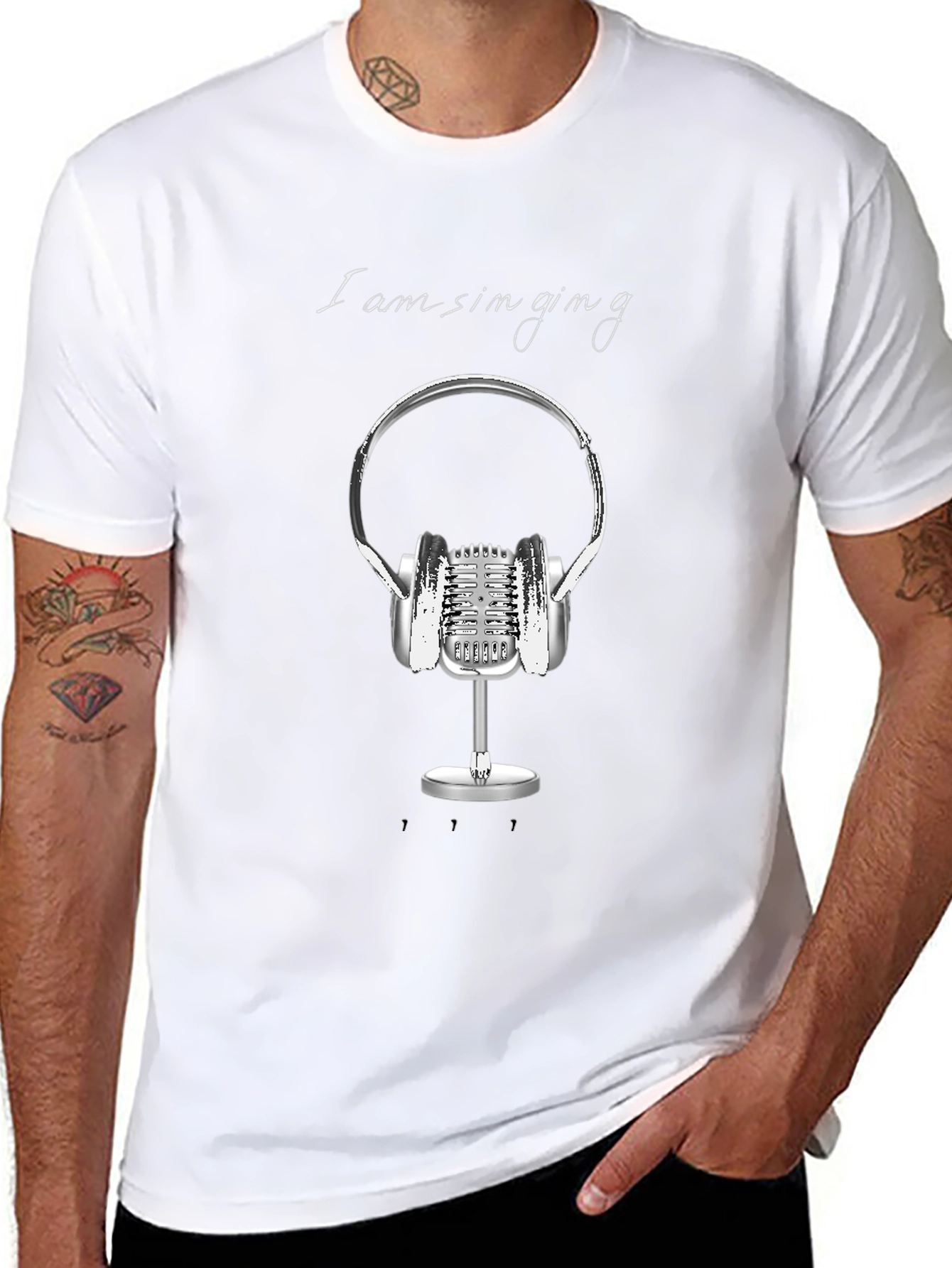 Singing Graphic Tee - Black Cotton T-Shirt