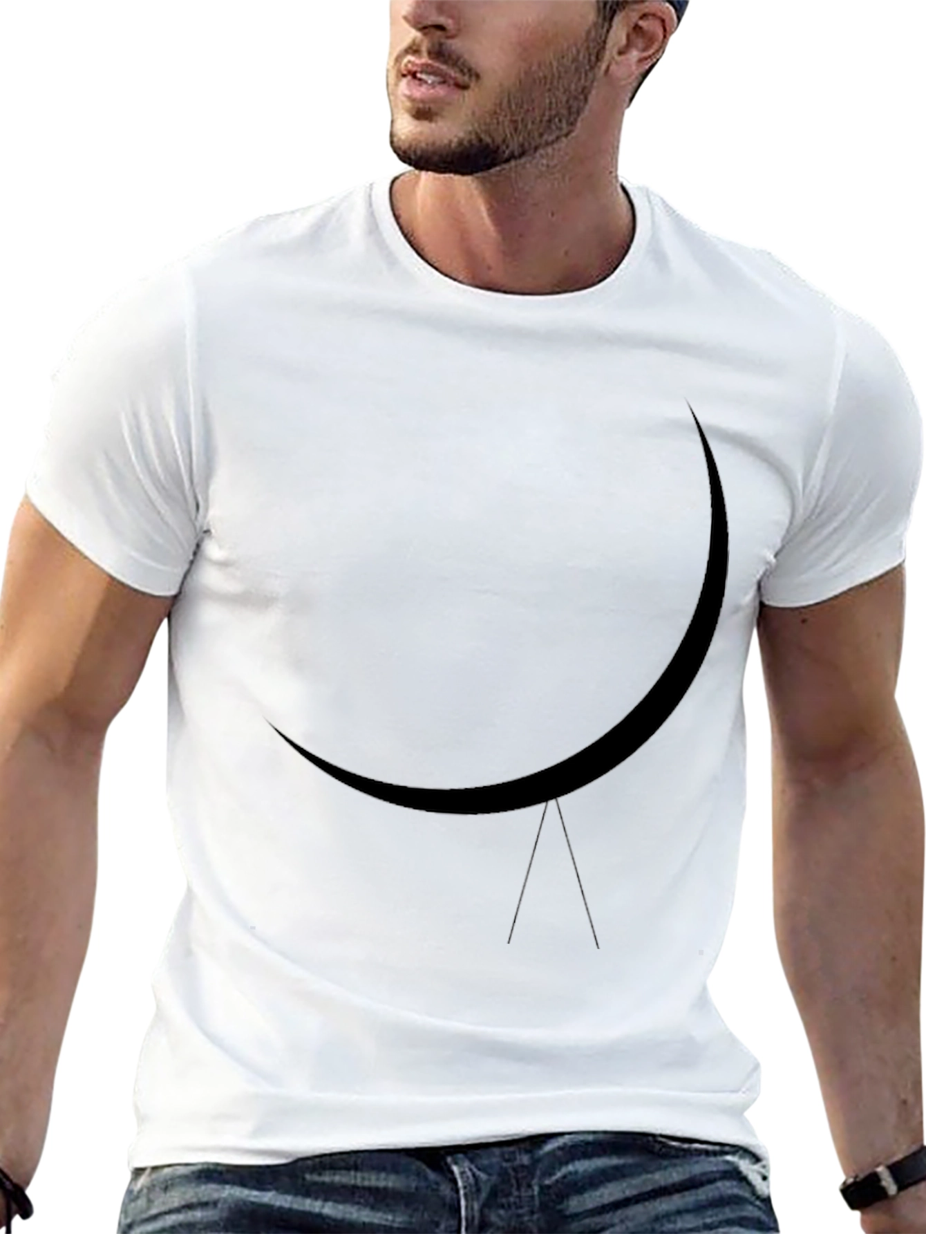 Minimalist Crescent Moon Black T-Shirt