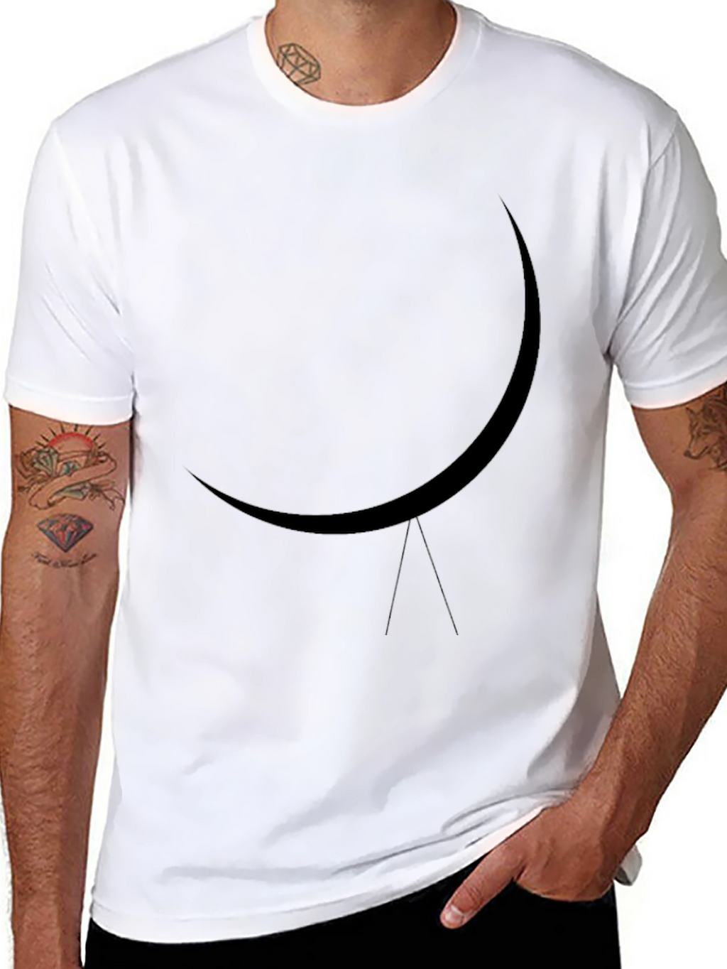 Minimalist Crescent Moon Black T-Shirt