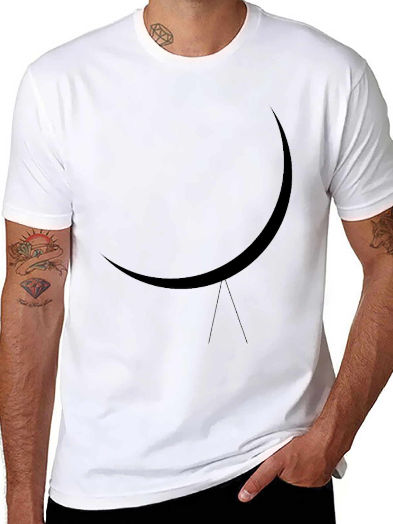 Minimalist Crescent Moon Black T-Shirt