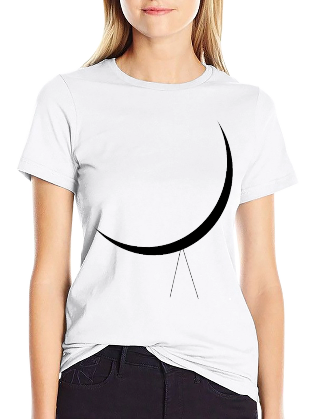 Minimalist Crescent Moon Black T-Shirt