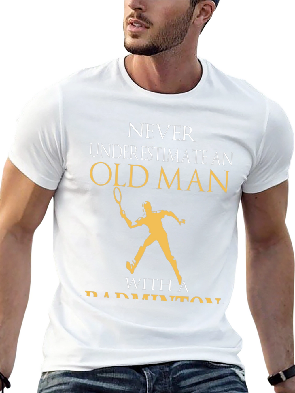 Old Man Badminton T-Shirt Funny Gift