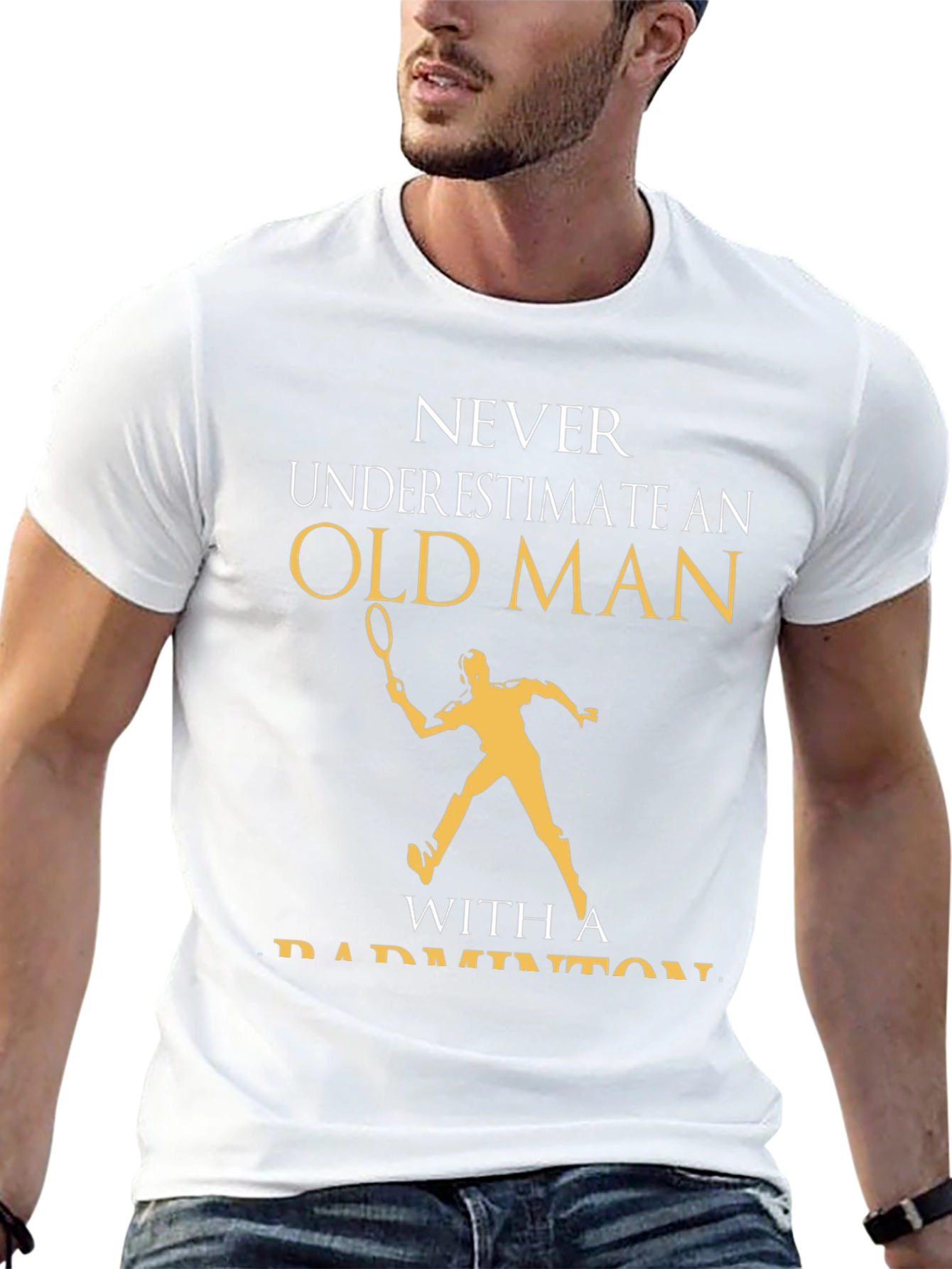 Old Man Badminton T-Shirt Funny Gift