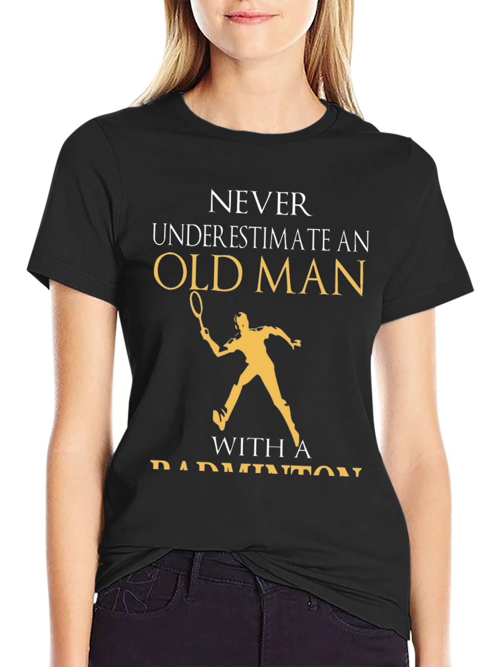 Old Man Badminton T-Shirt Funny Gift