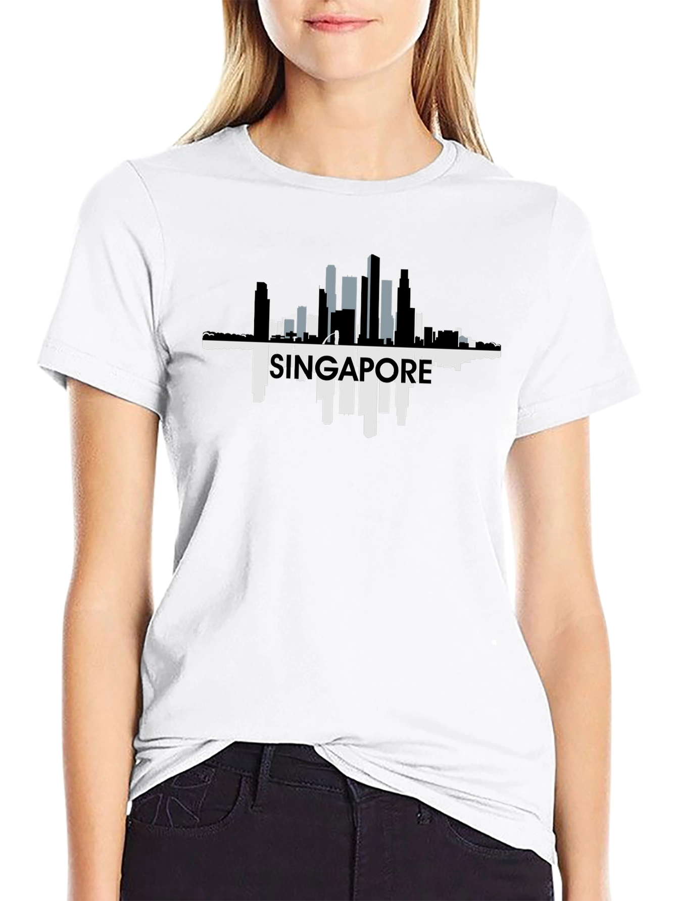 Singapore Skyline Black T-Shirt