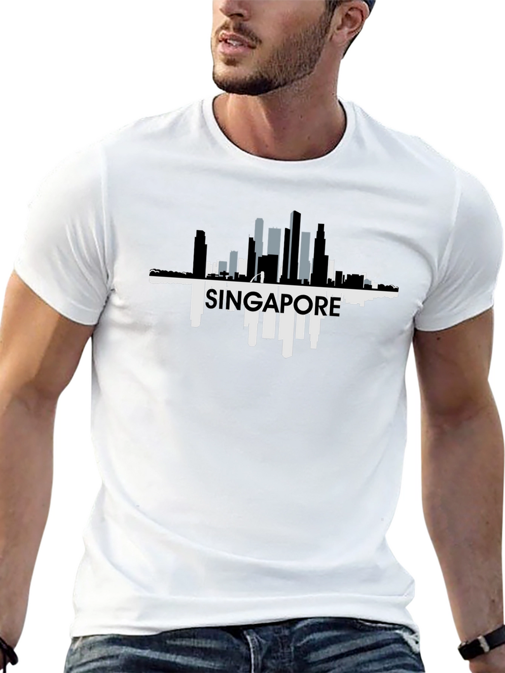 Singapore Skyline Black T-Shirt