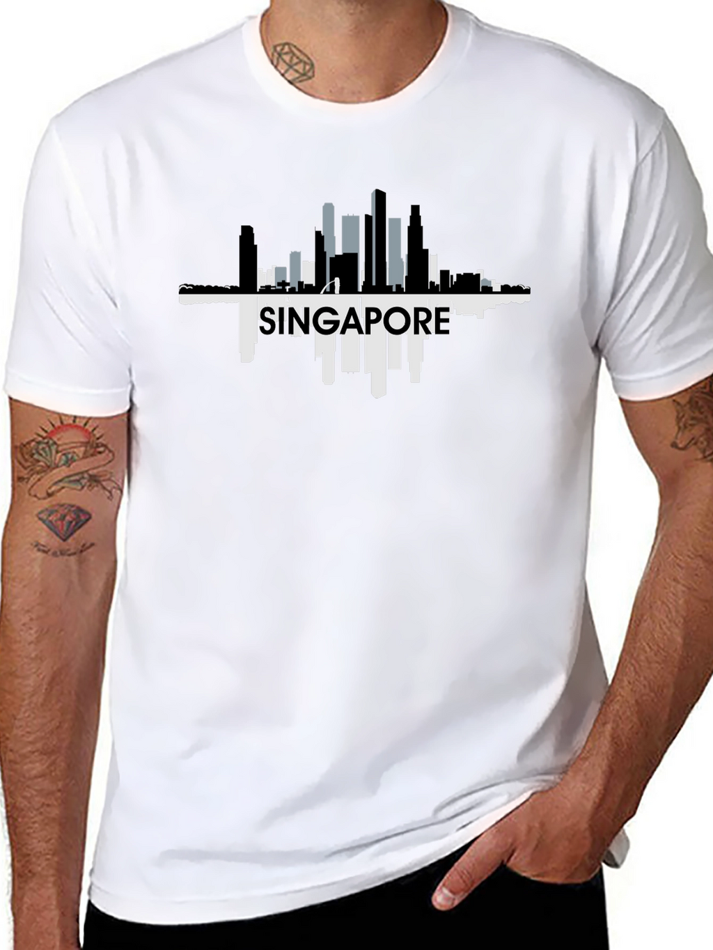 Singapore Skyline Black T-Shirt
