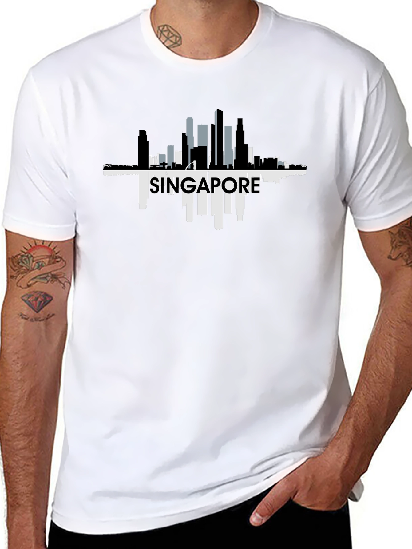 Singapore Skyline Black T-Shirt