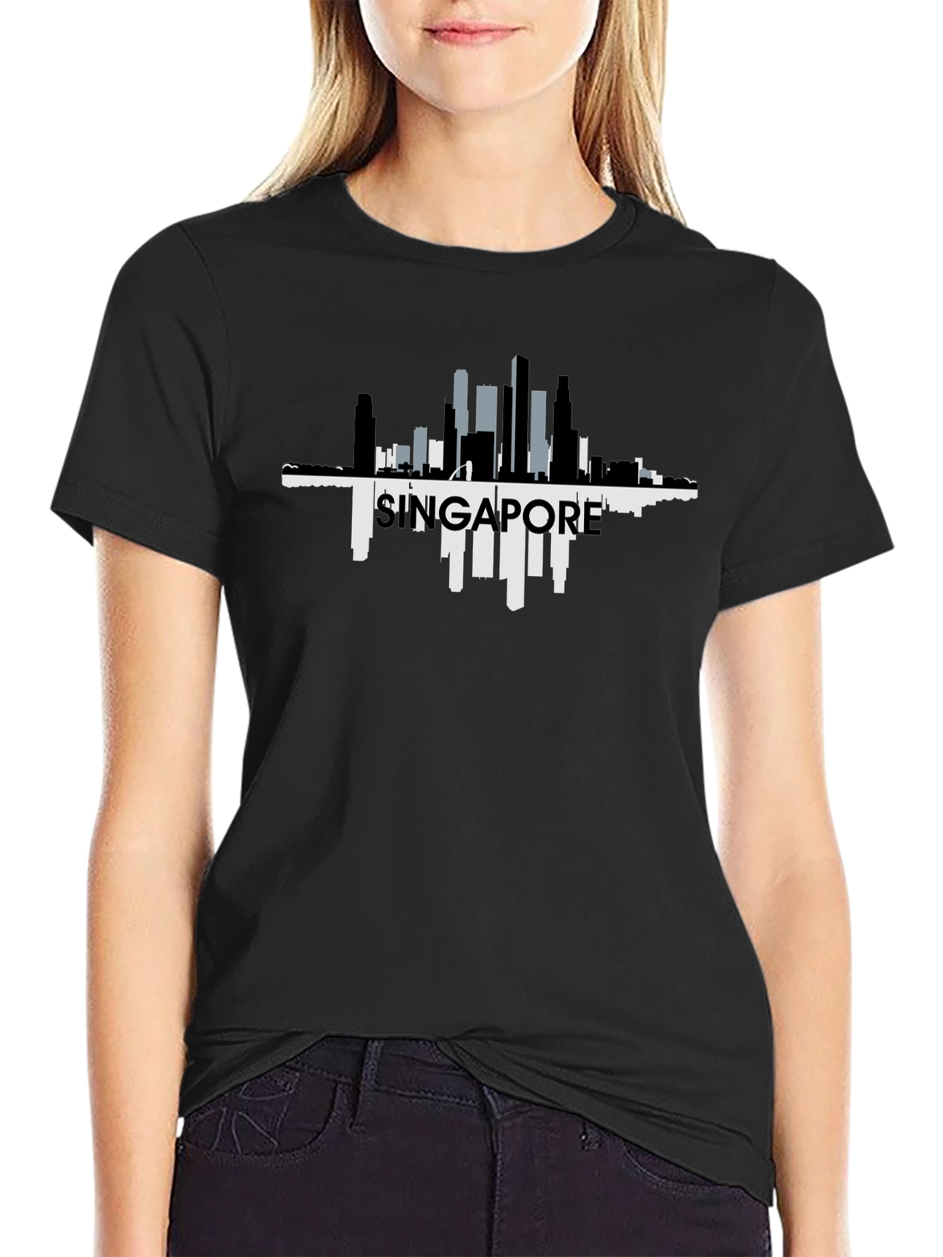 Singapore Skyline Black T-Shirt