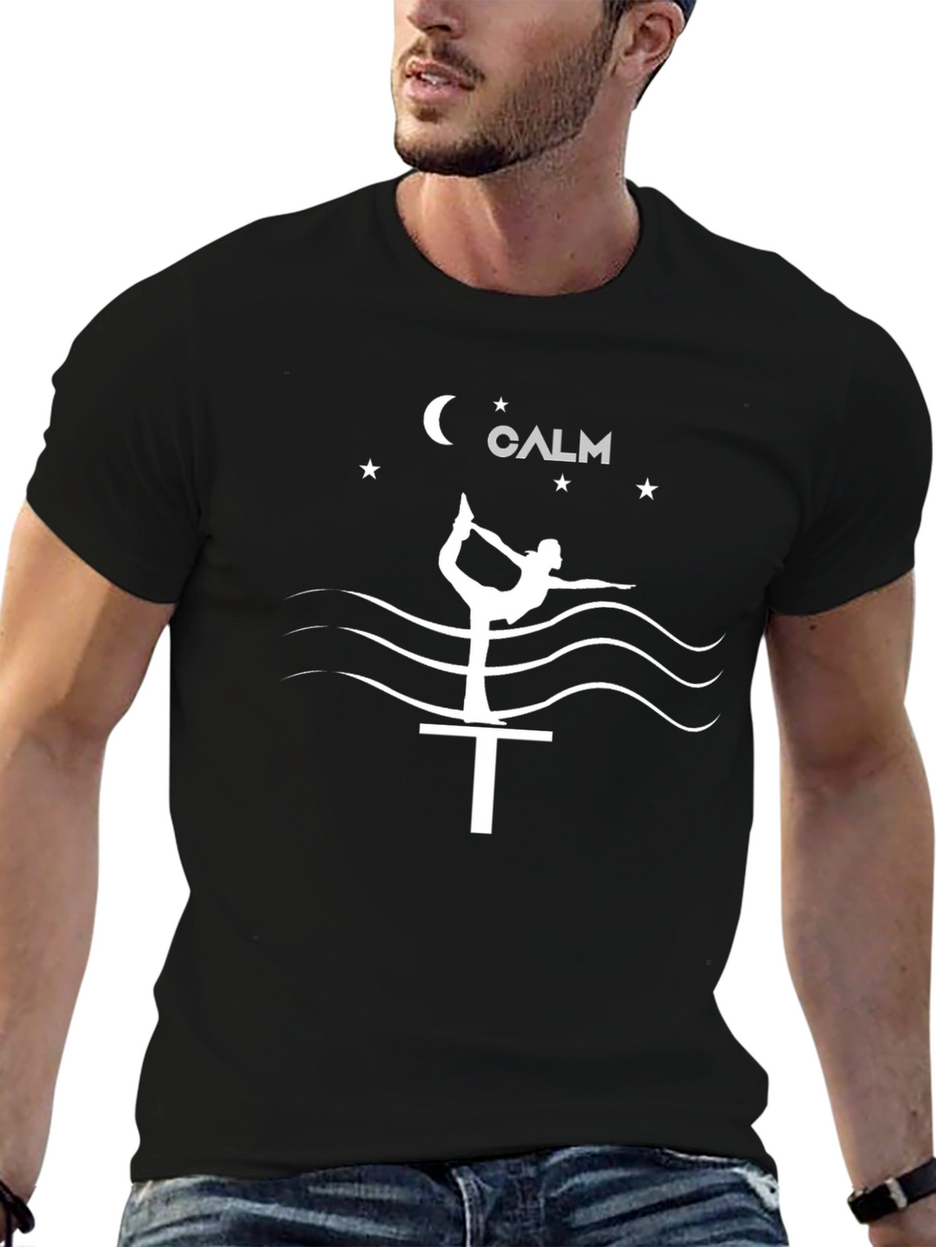 Calm Yoga Pose T-Shirt - Black