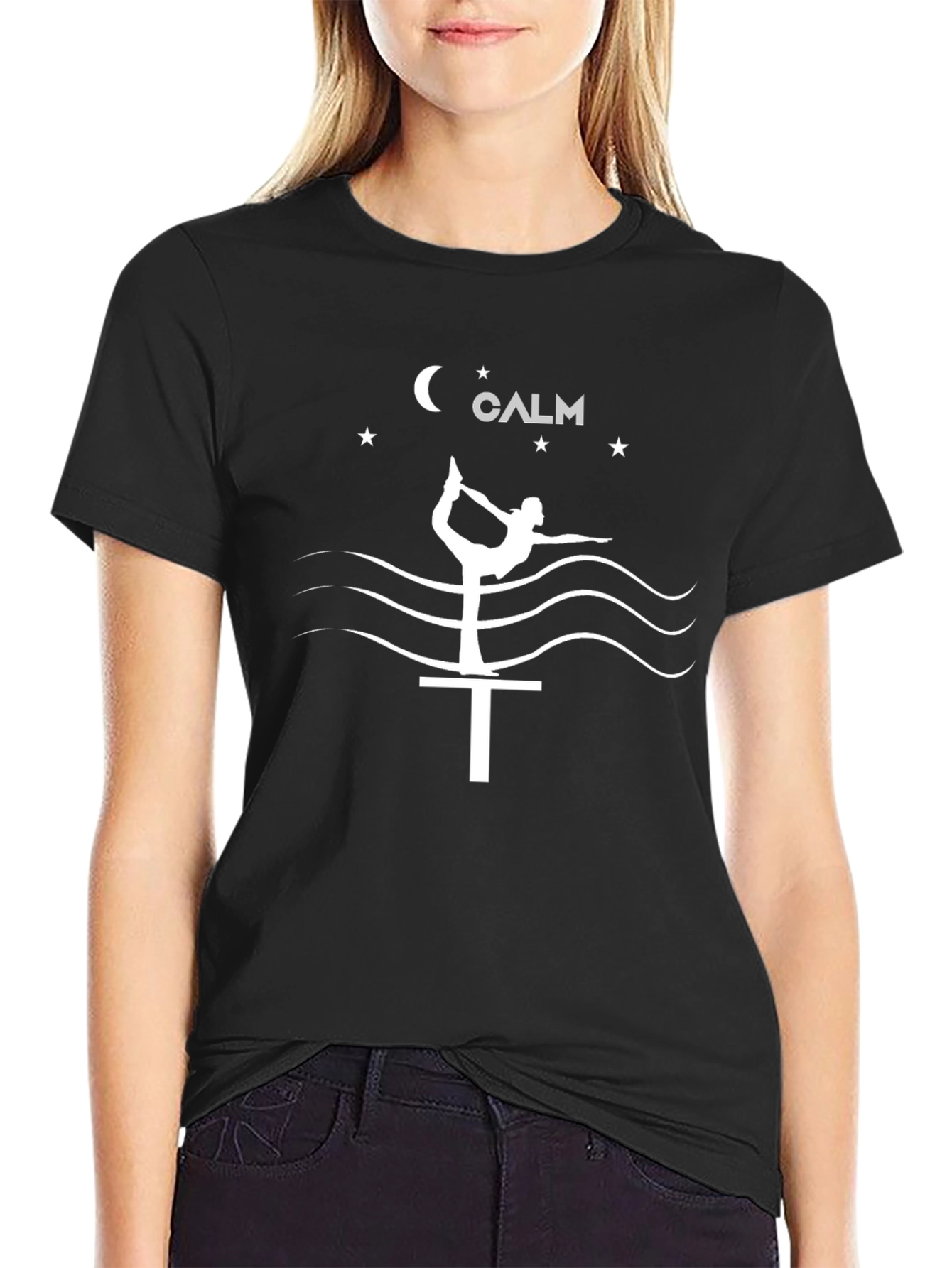 Calm Yoga Pose T-Shirt - Black