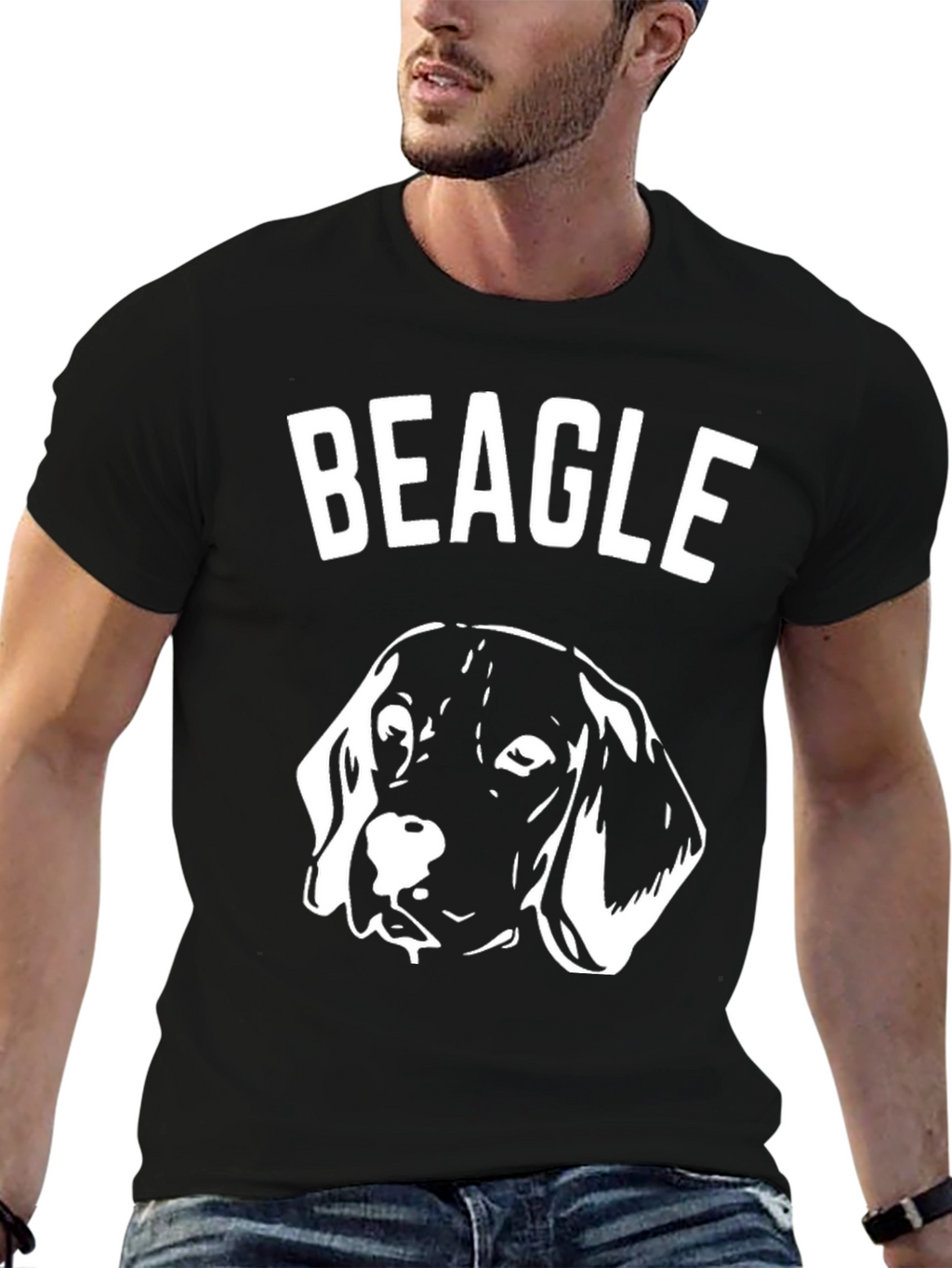 Beagle Dog Graphic T-Shirt - Black Cotton Tee