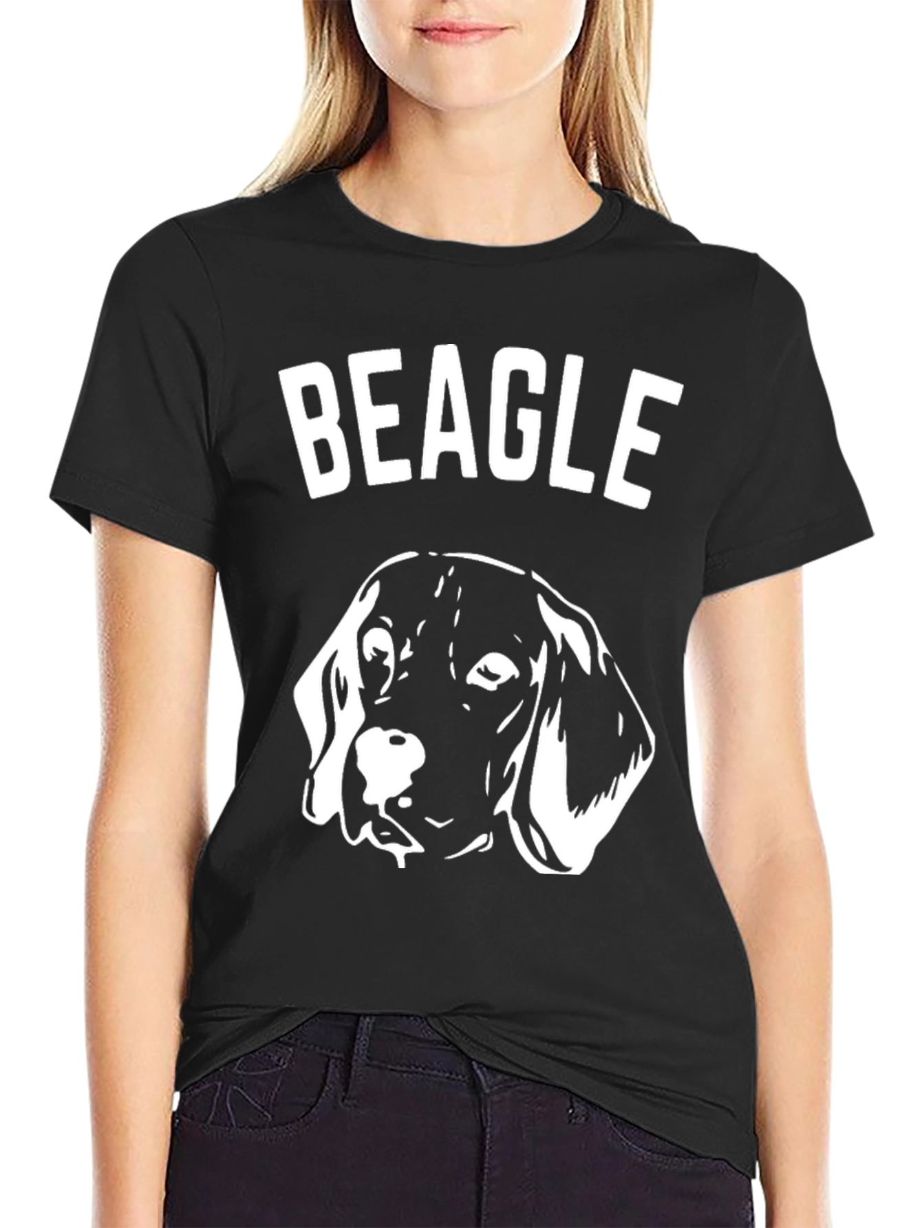 Beagle Dog Graphic T-Shirt - Black Cotton Tee