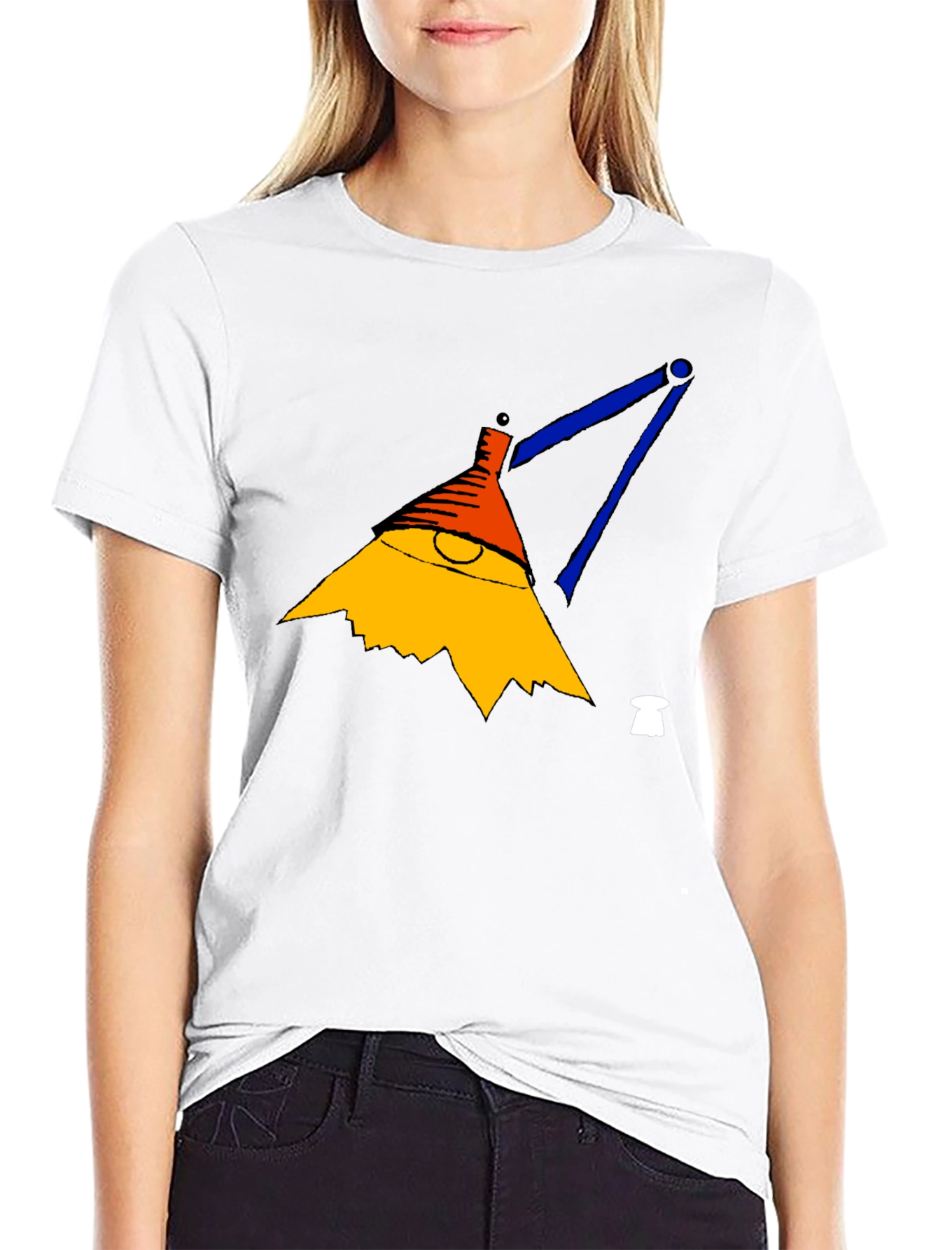 Mens Black T-Shirt with Cartoon Lamp Graphic