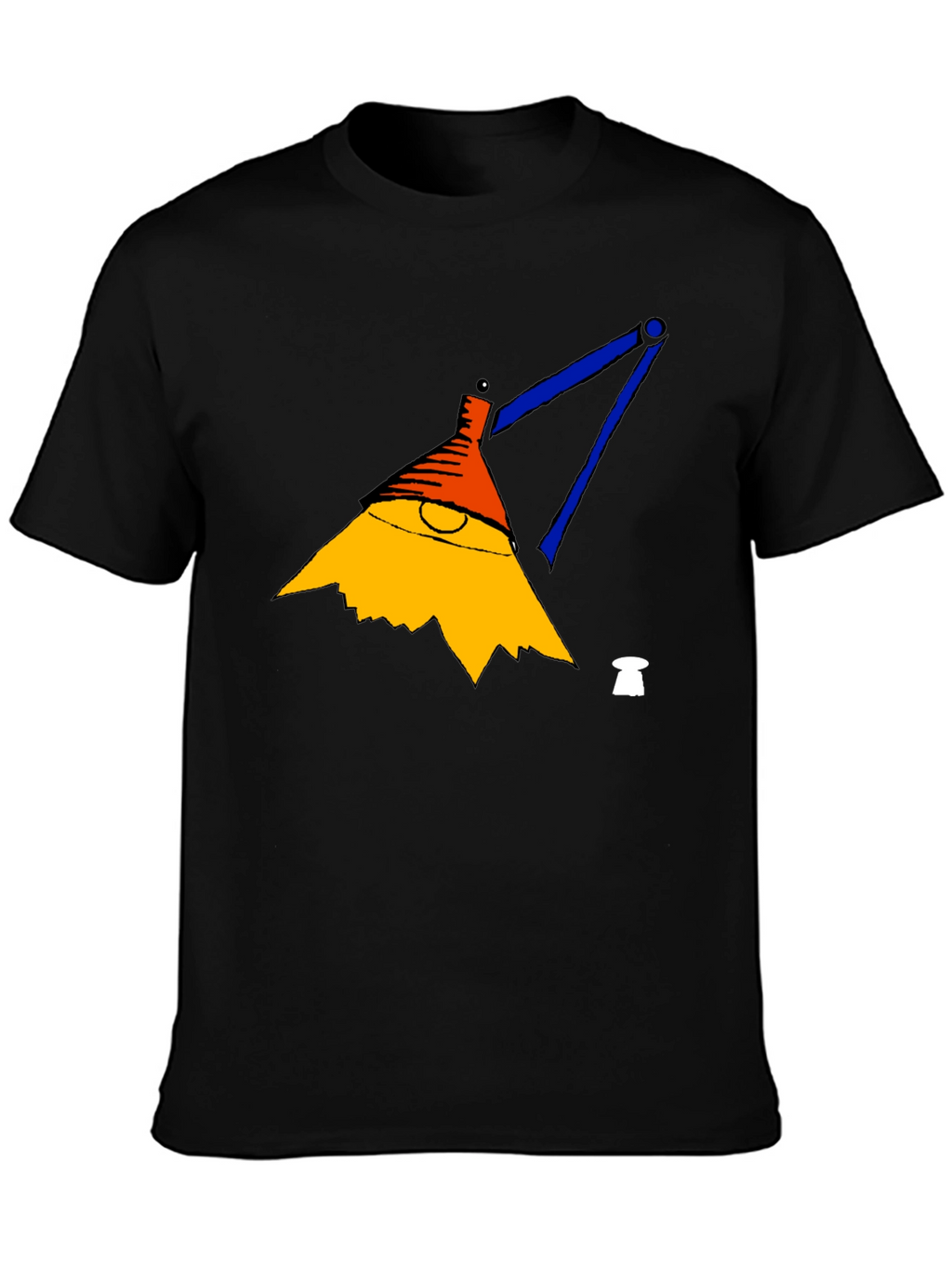 Mens Black T-Shirt with Cartoon Lamp Graphic