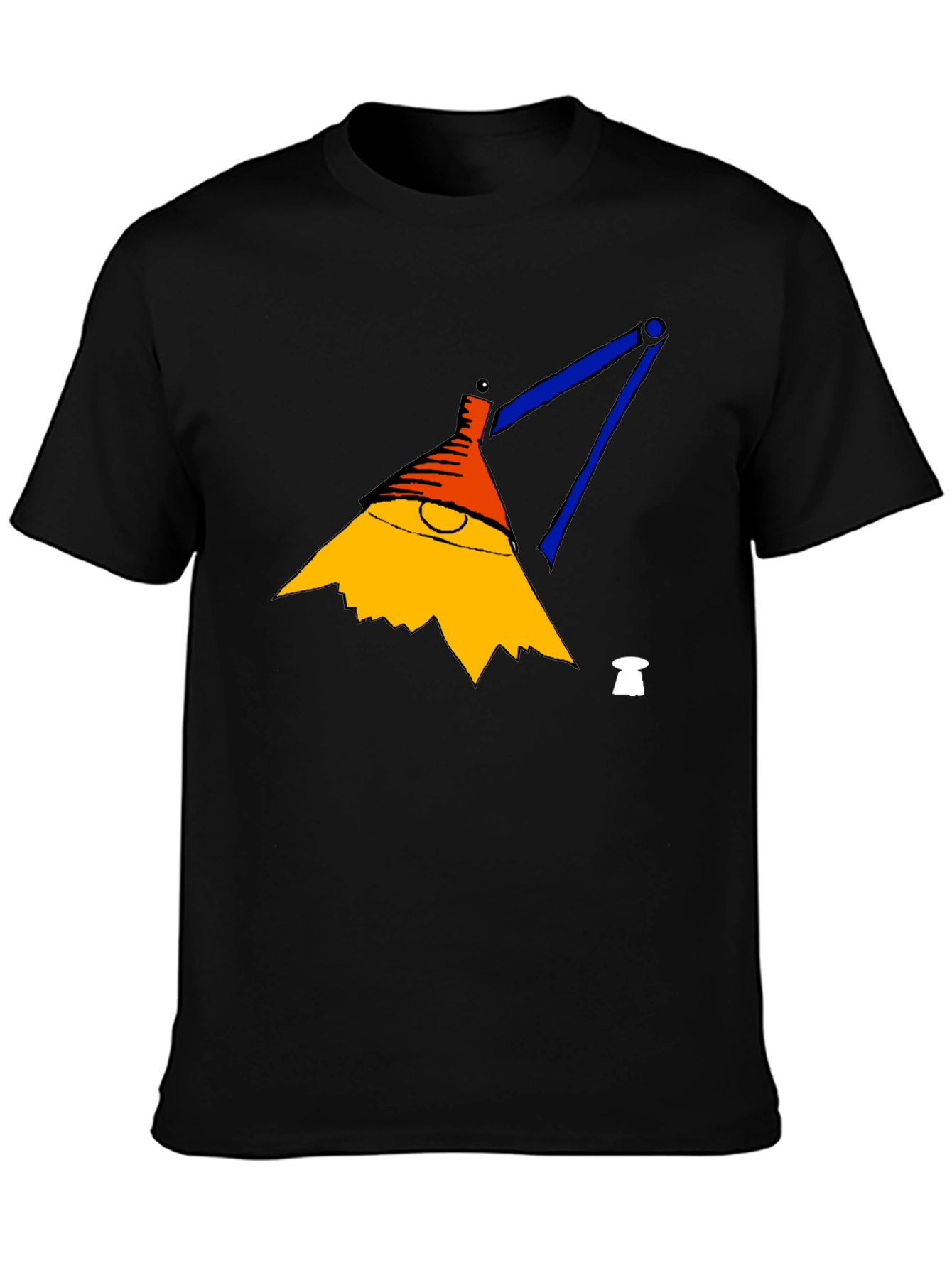 Mens Black T-Shirt with Cartoon Lamp Graphic