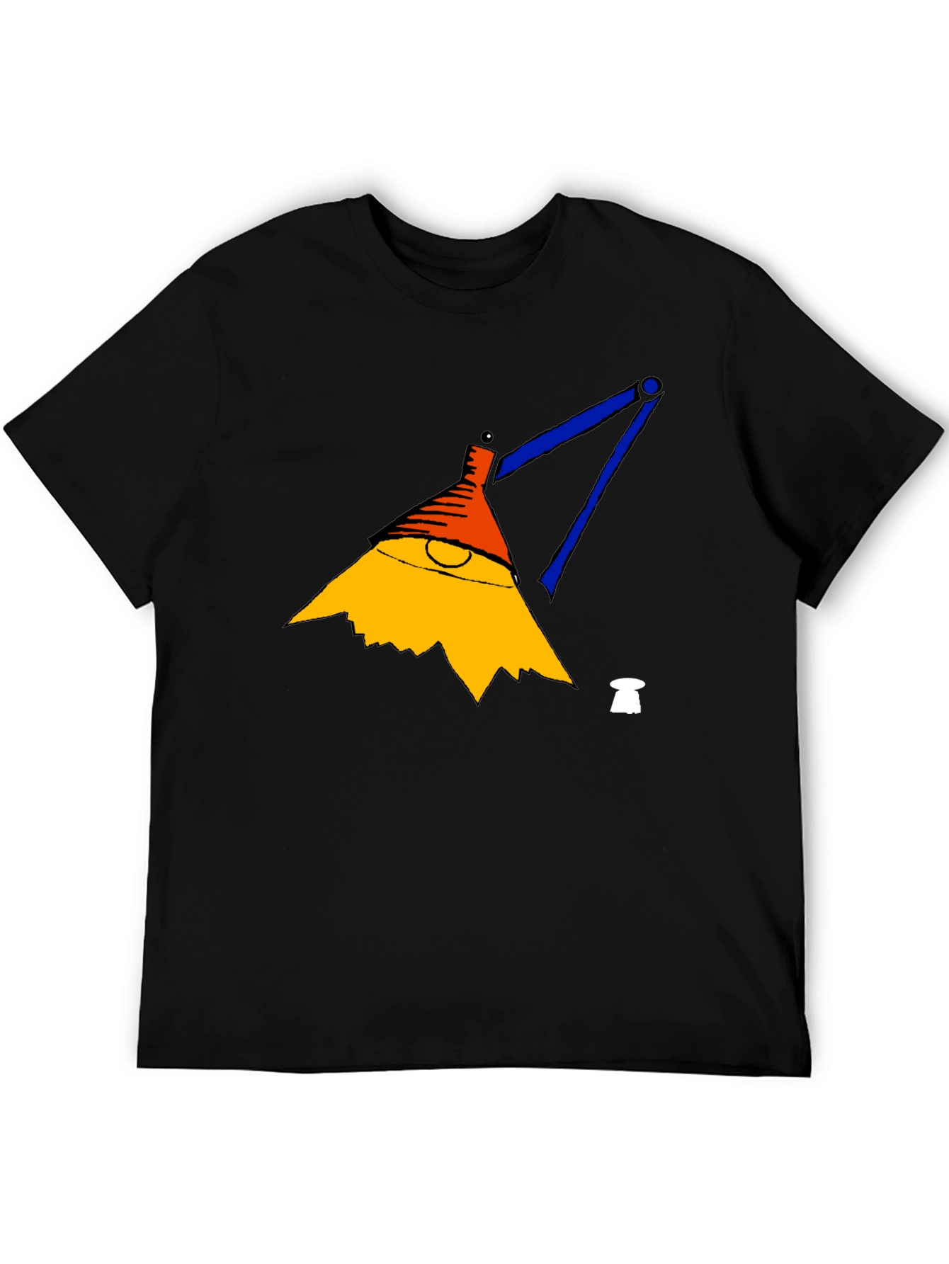 Mens Black T-Shirt with Cartoon Lamp Graphic