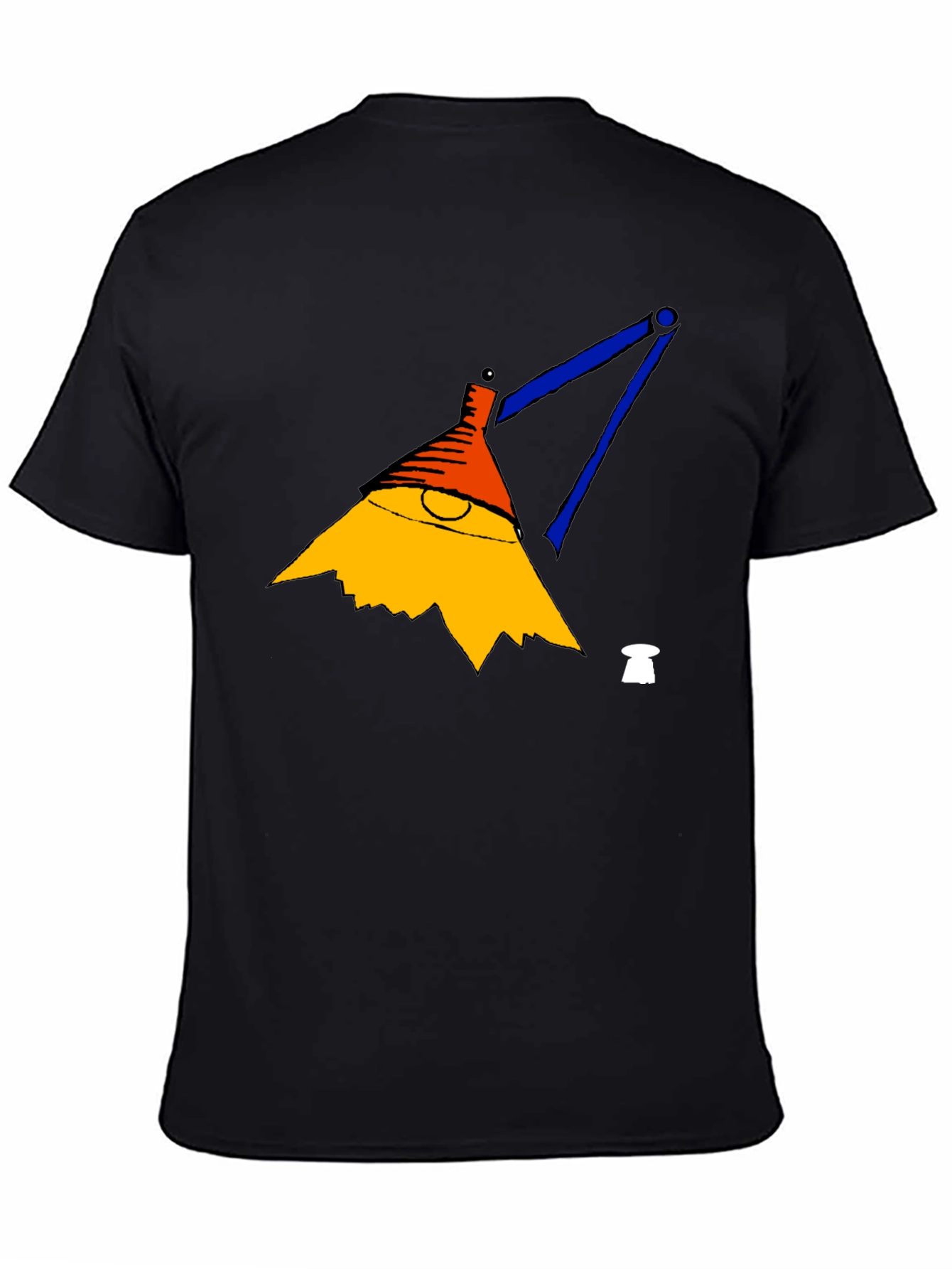 Mens Black T-Shirt with Cartoon Lamp Graphic